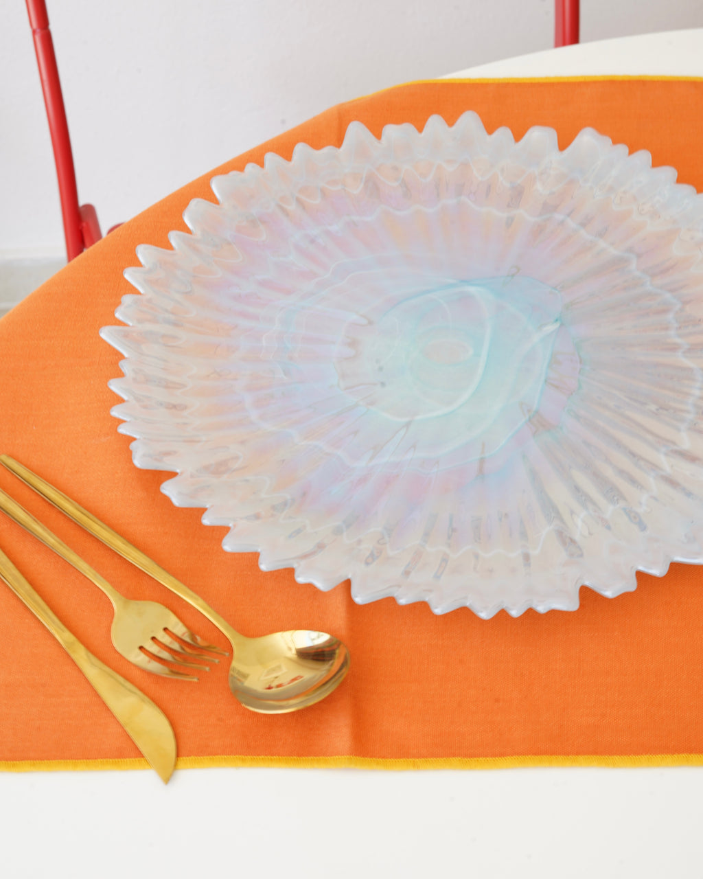 renkli mavi tırtıklı 33 cm tabak 6 kişilik