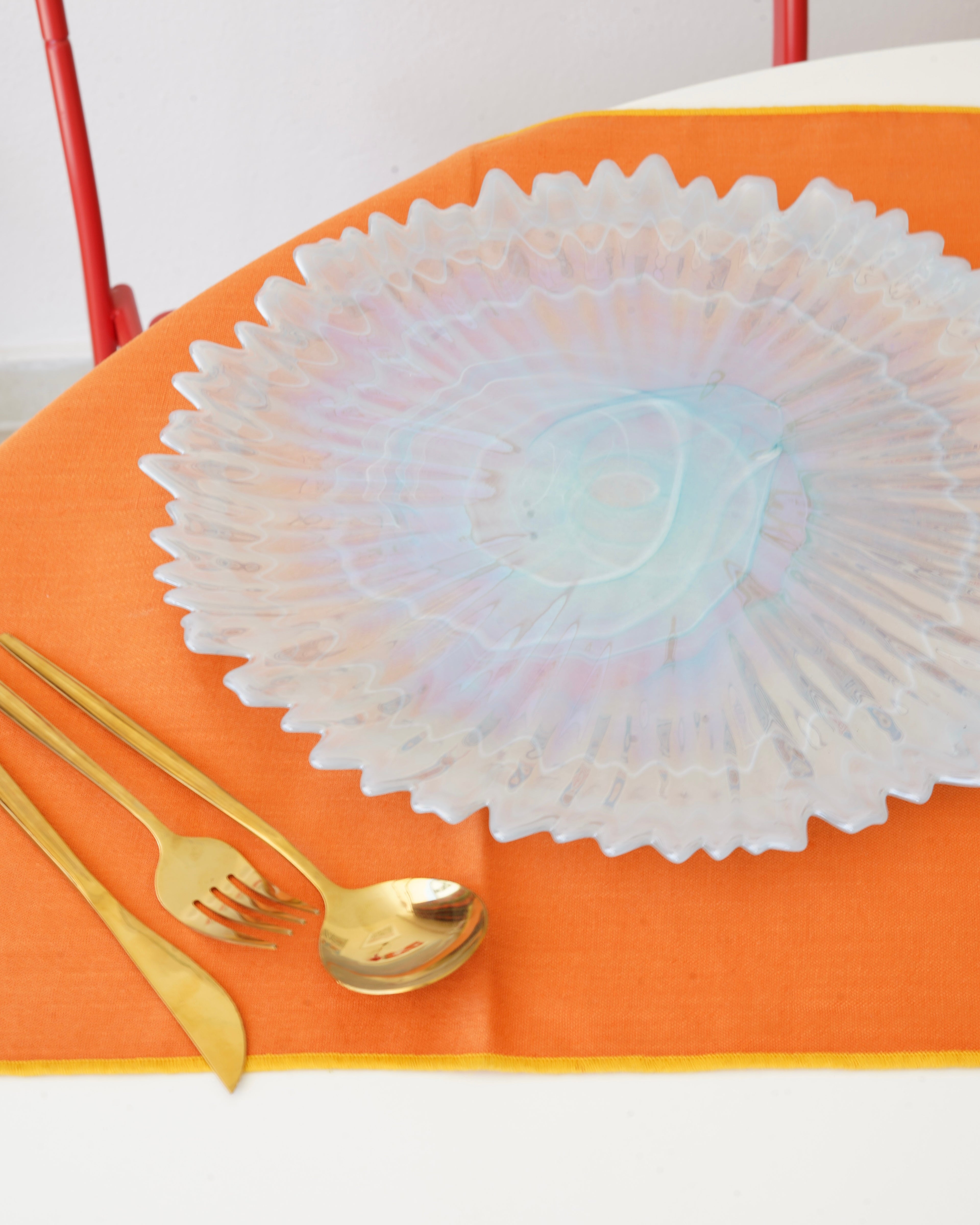 renkli mavi tırtıklı 33 cm tabak 6 kişilik
