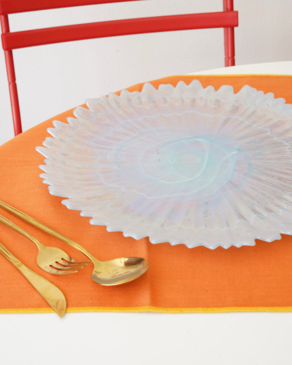 renkli mavi tırtıklı 33 cm tabak 6 kişilik