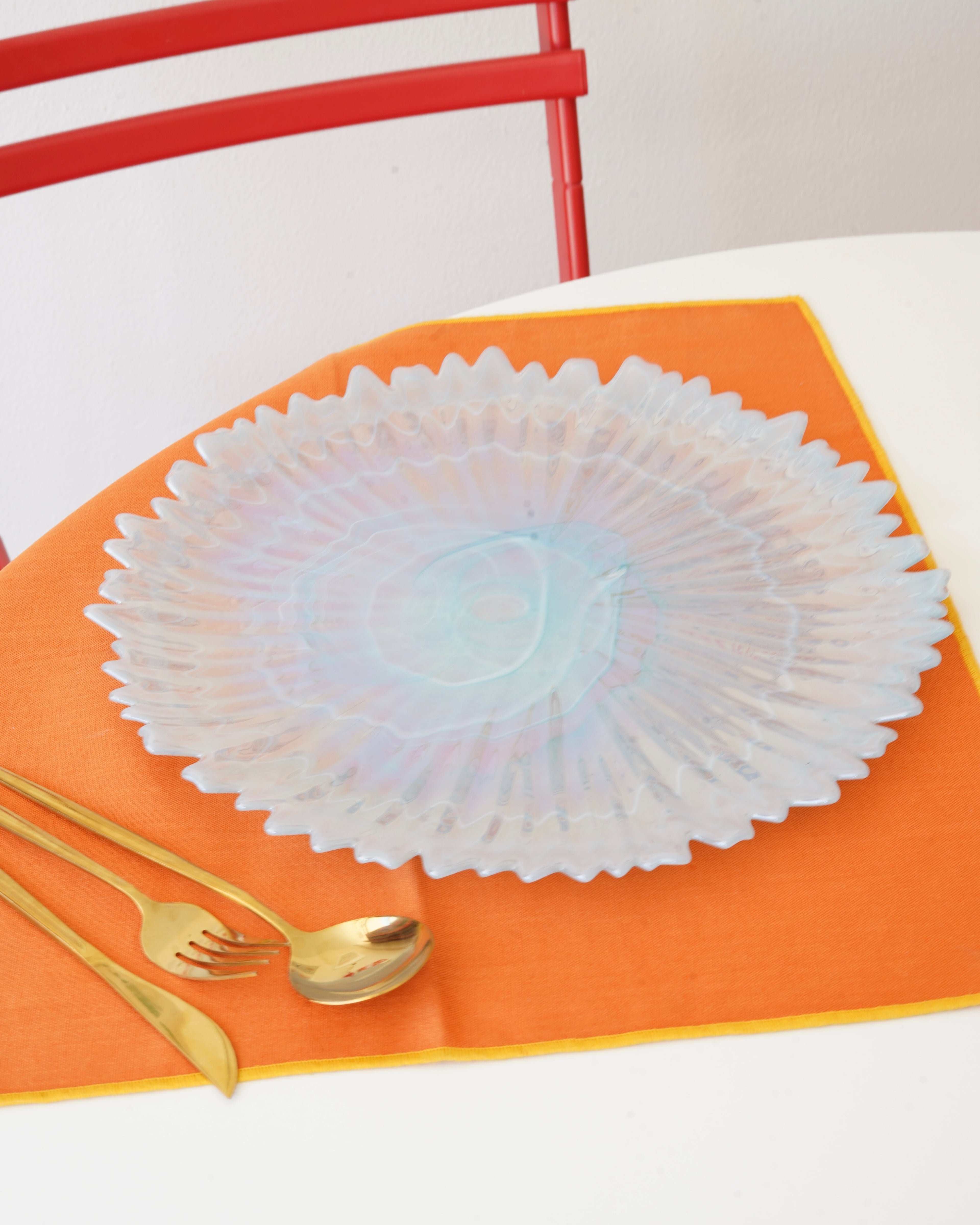 renkli mavi tırtıklı 33 cm tabak 6 kişilik