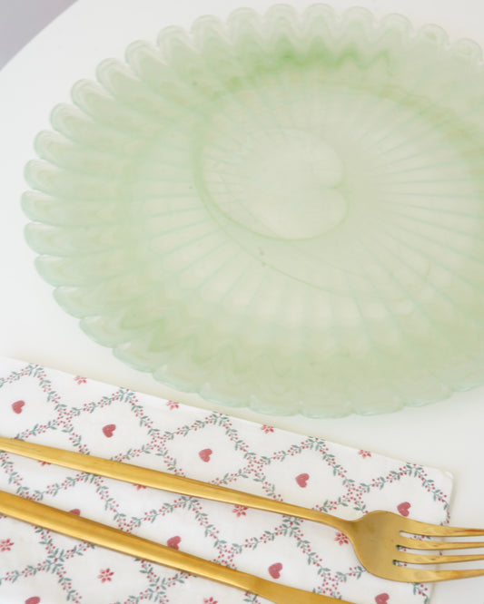 fıstık yeşili tırtıklı 28 cm tabak 6 kişilik