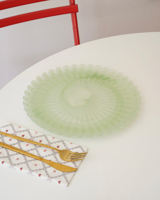 fıstık yeşili tırtıklı 28 cm tabak 6 kişilik