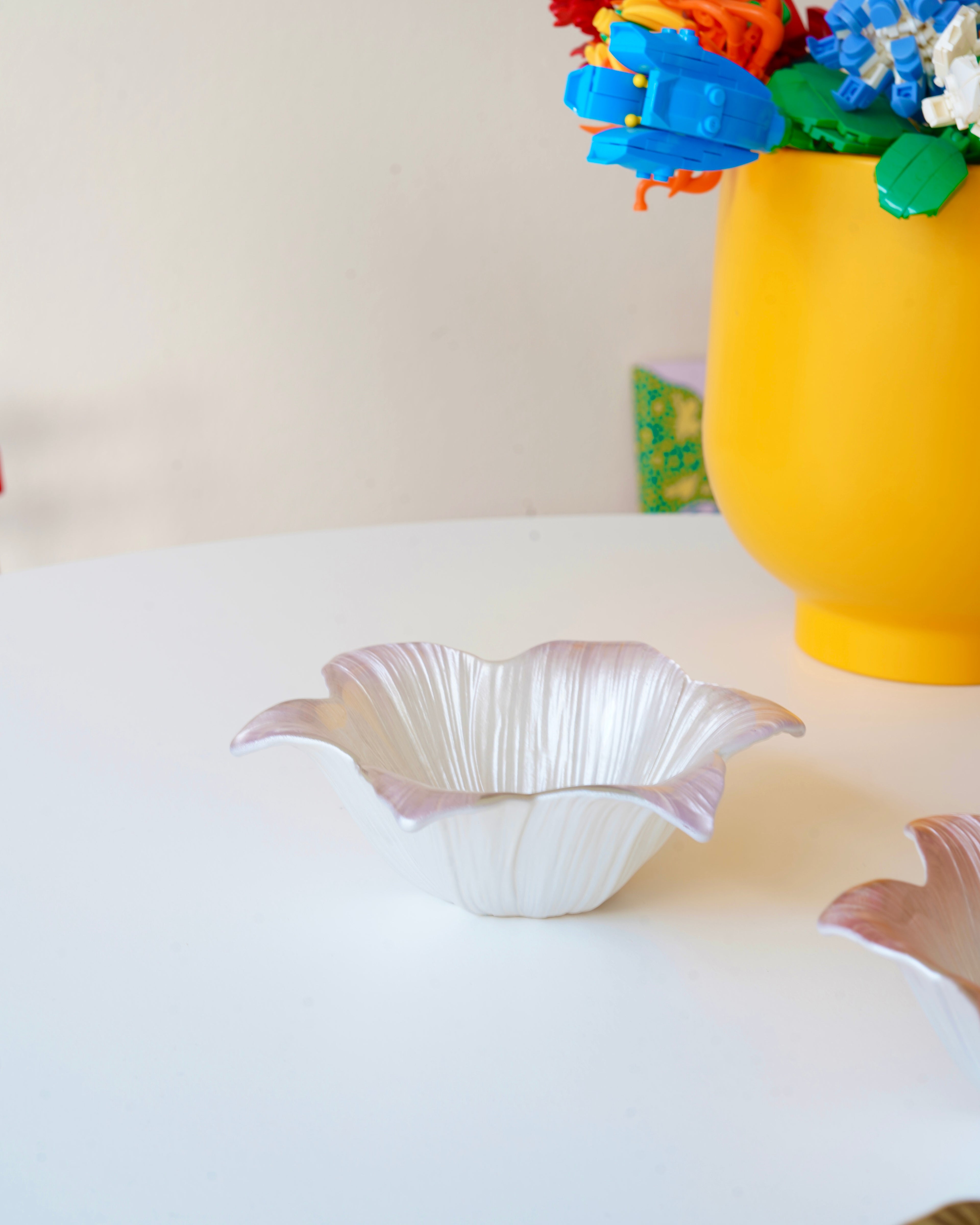 lila mini çiçek kase 2li set