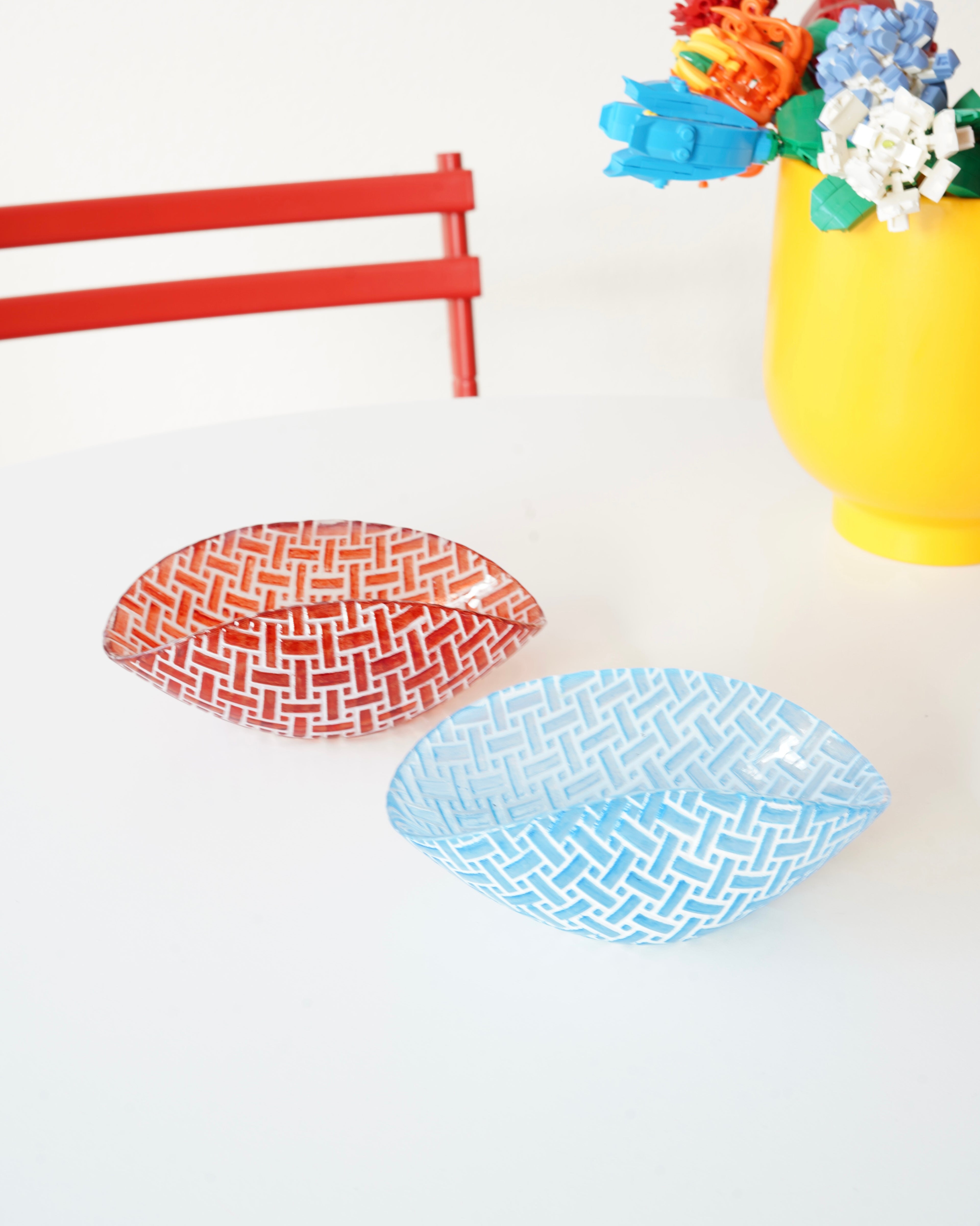 kırmızı ve mavi mini murano 2li set