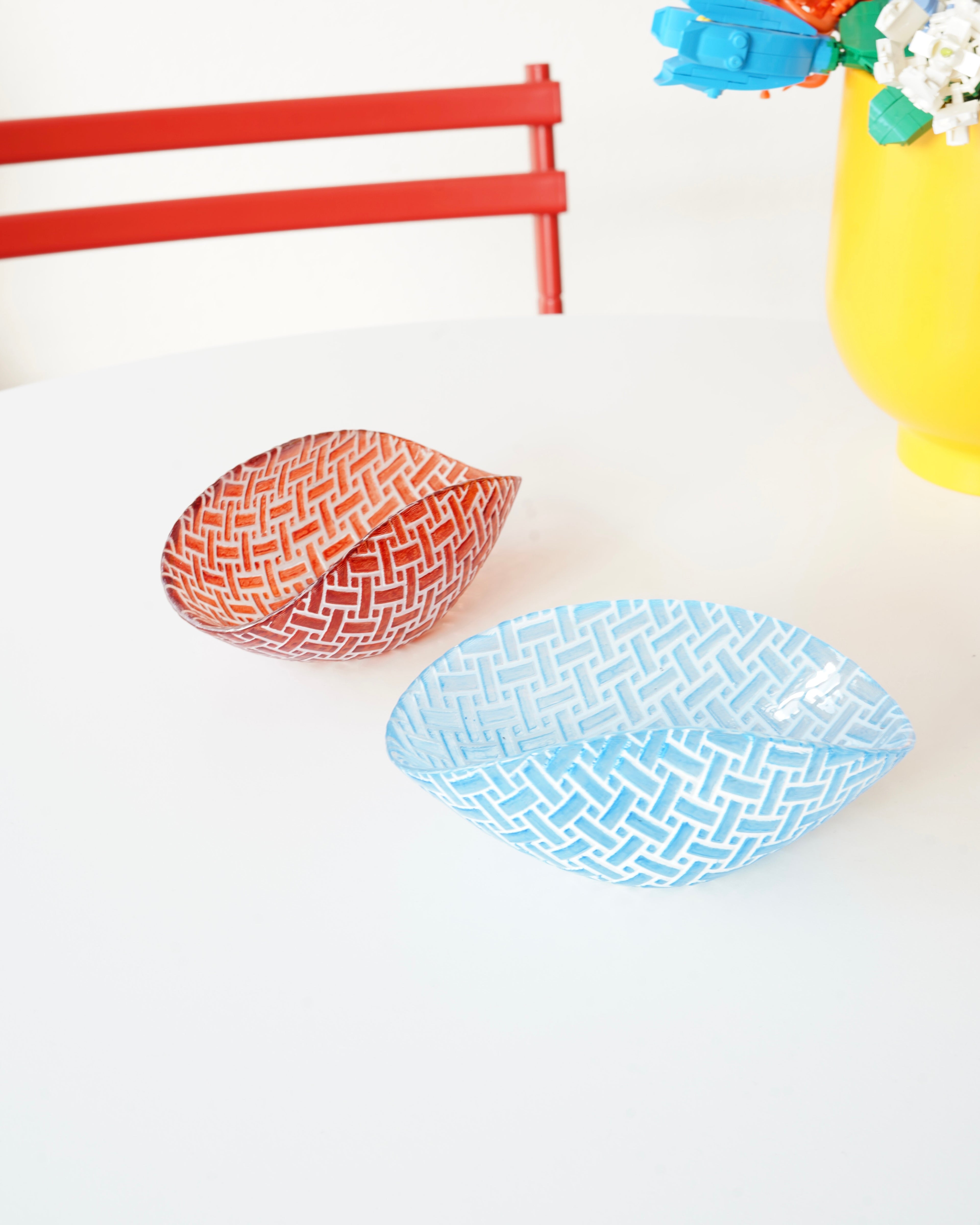 kırmızı ve mavi mini murano 2li set