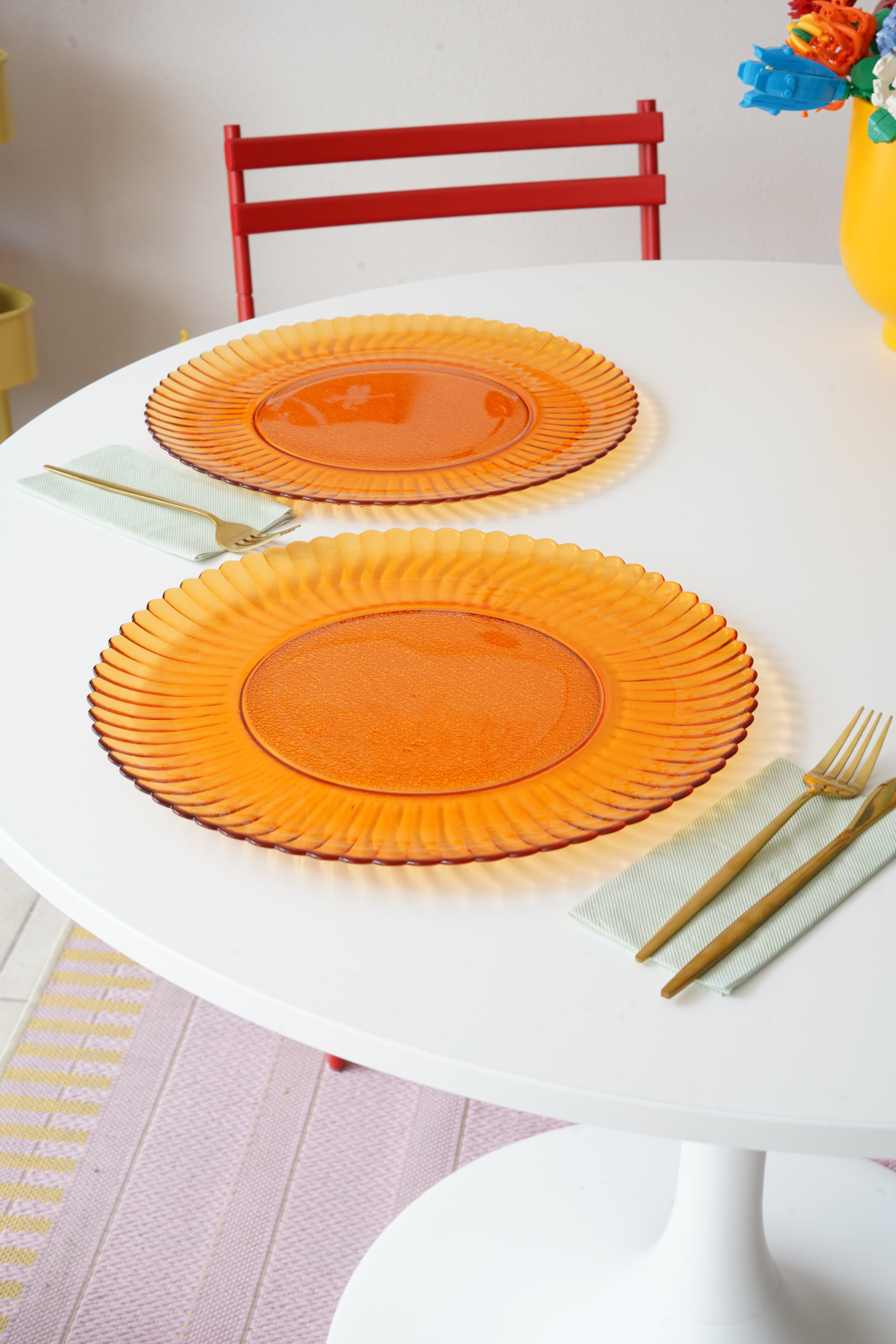 turuncu papatya 33 cm 2li set