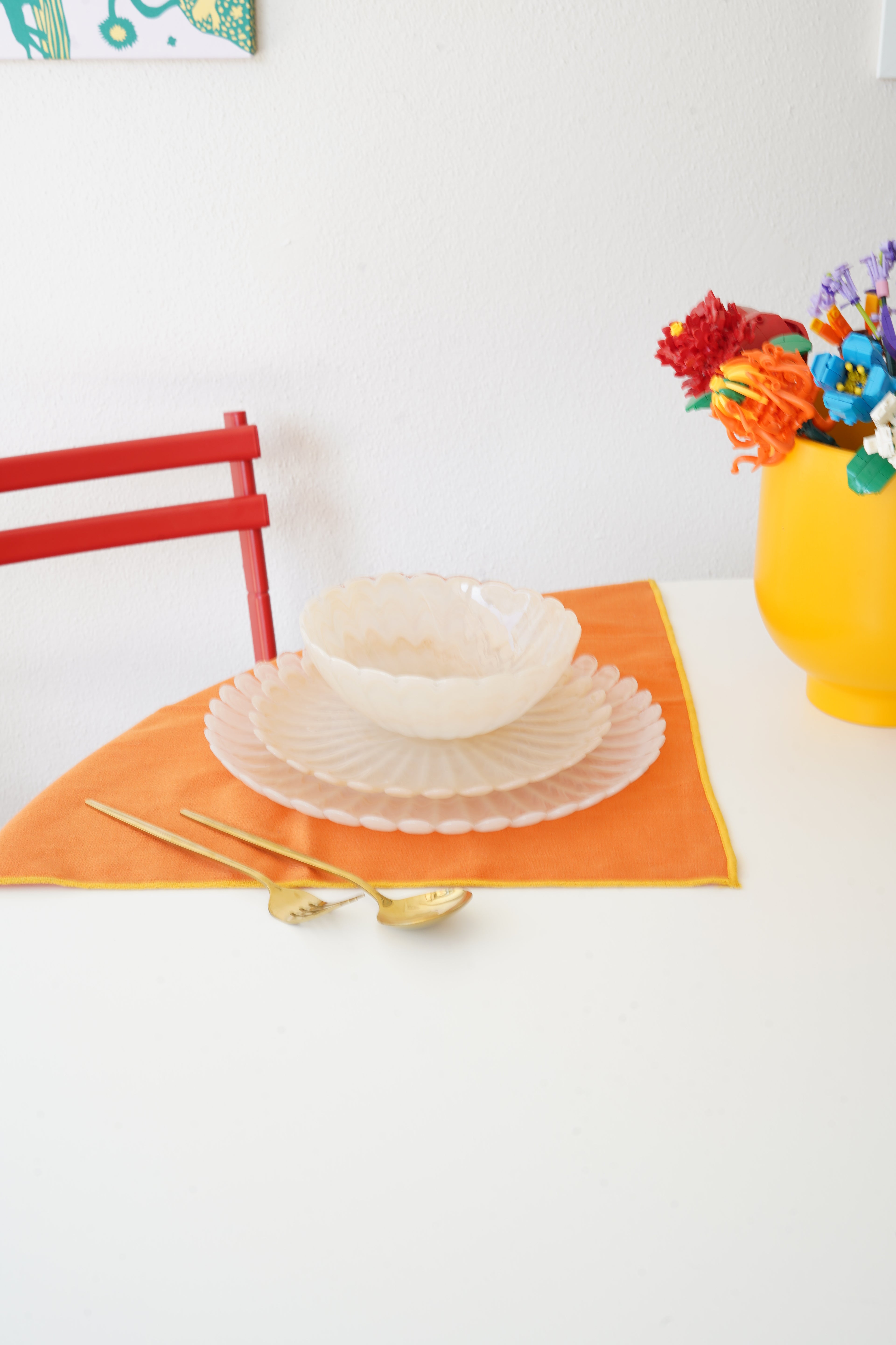 Krem rengi Yemek takımı 6 kişilik 18 parça