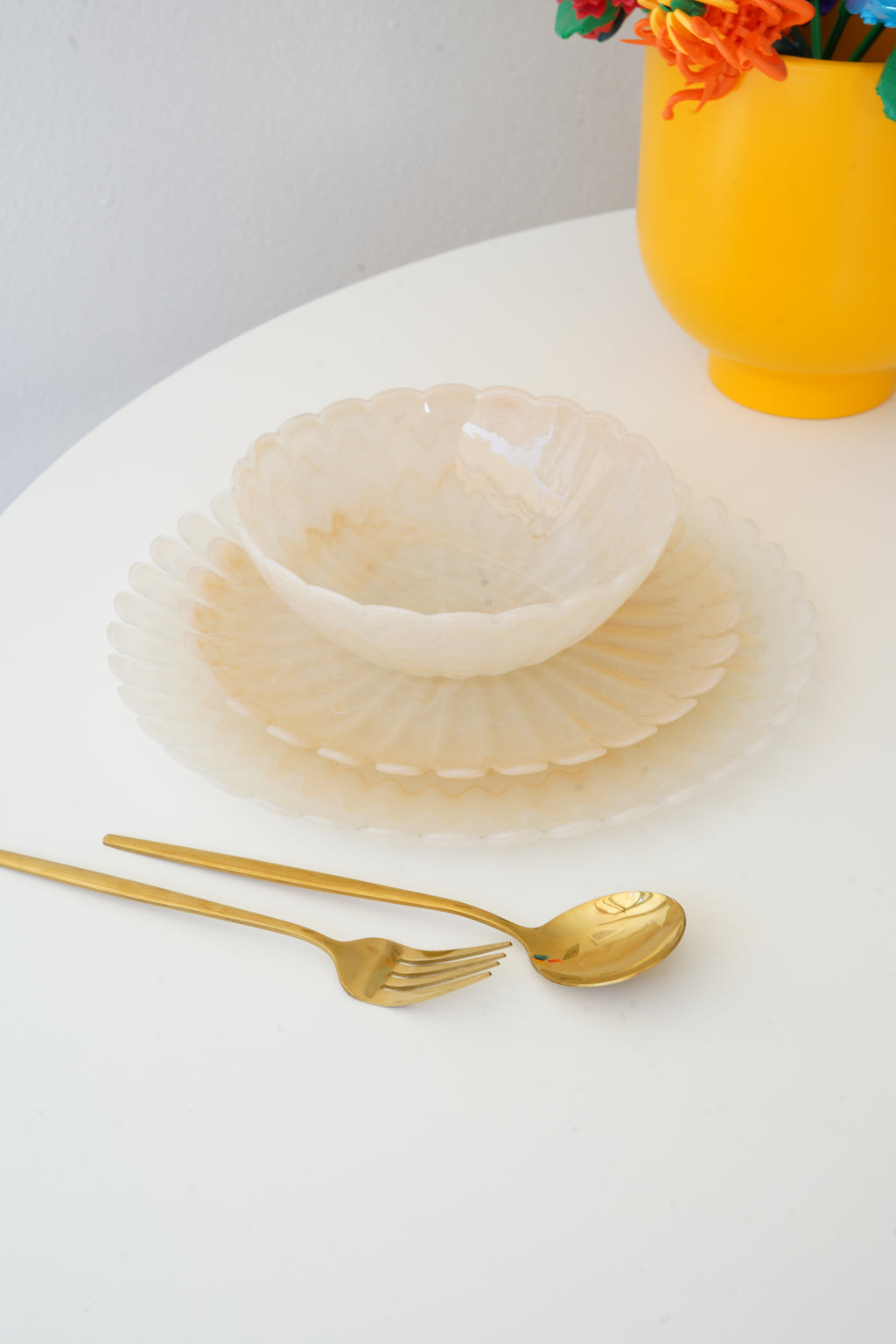 Krem rengi Yemek takımı 6 kişilik 18 parça