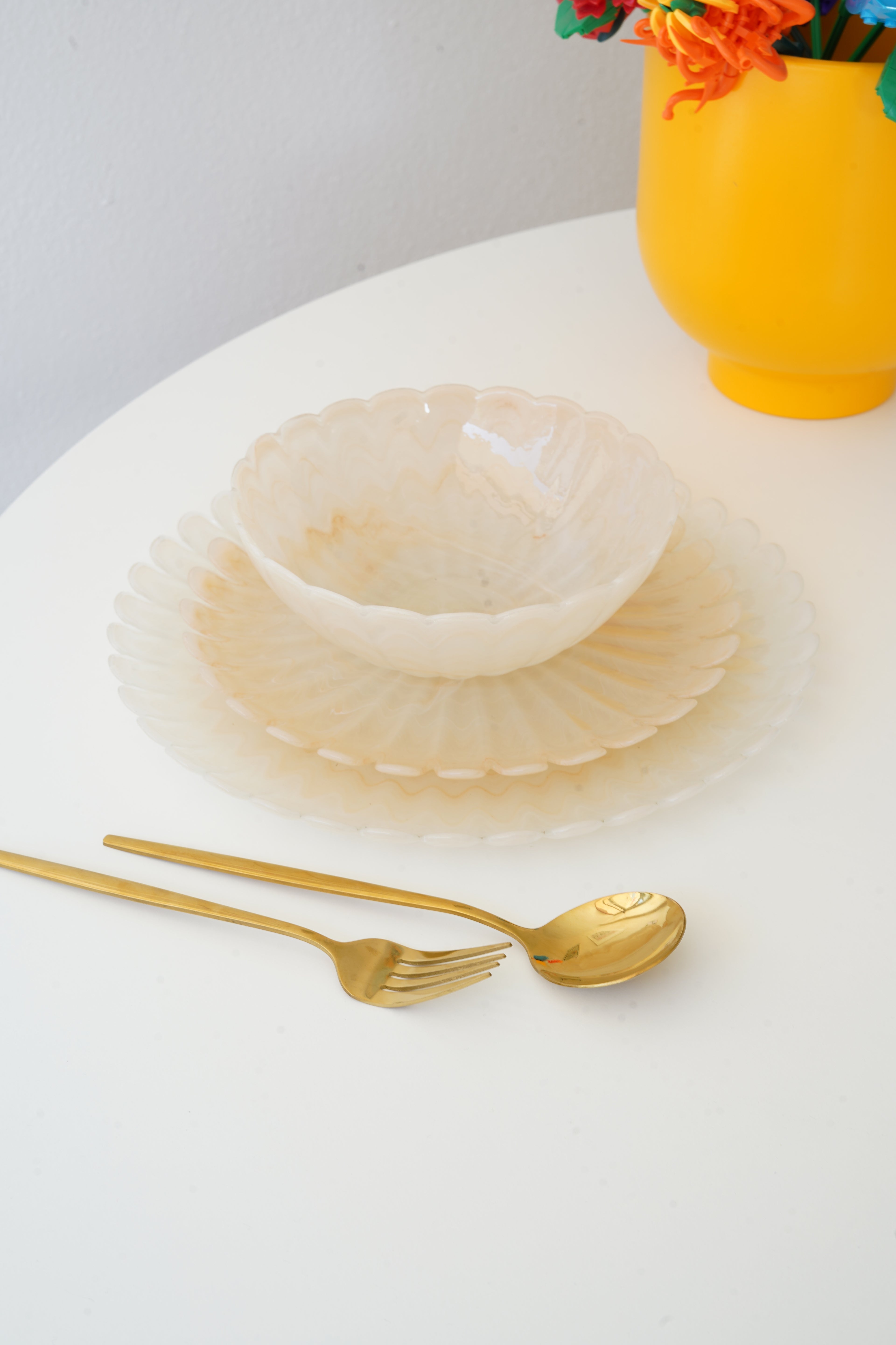 Krem rengi Yemek takımı 6 kişilik 18 parça