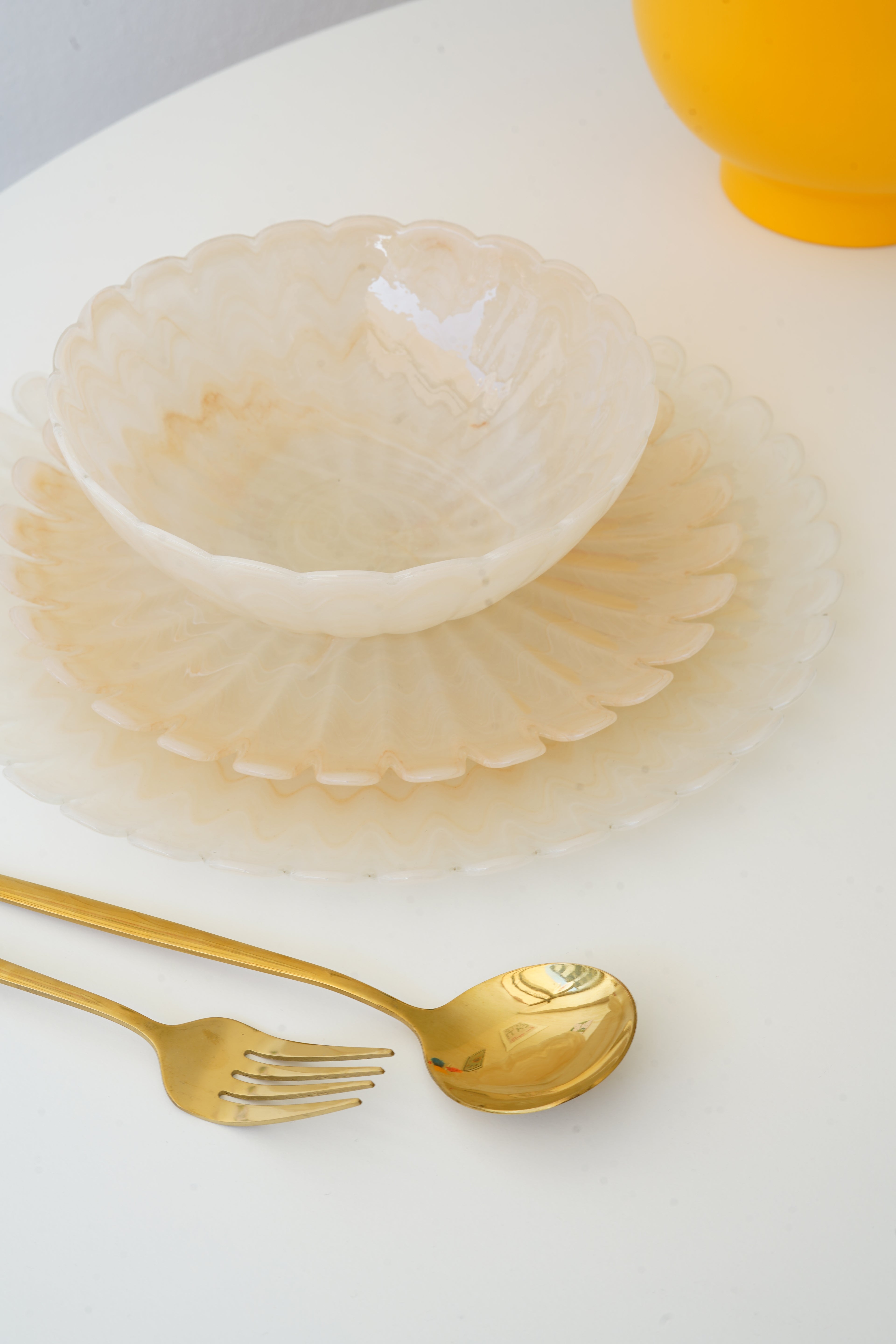 Krem rengi Yemek takımı 6 kişilik 18 parça