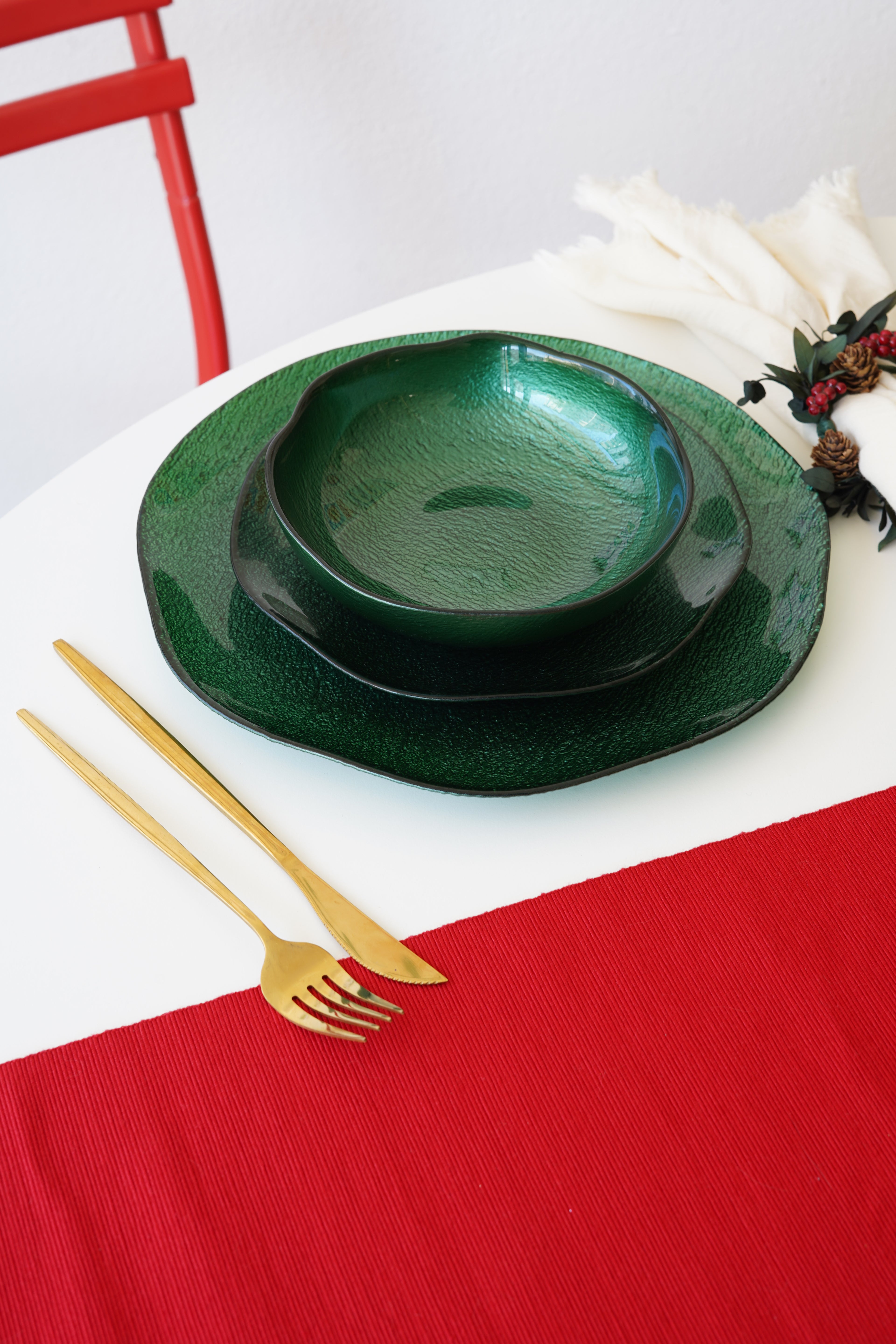 yeşil 4 kişilik yemek takımı