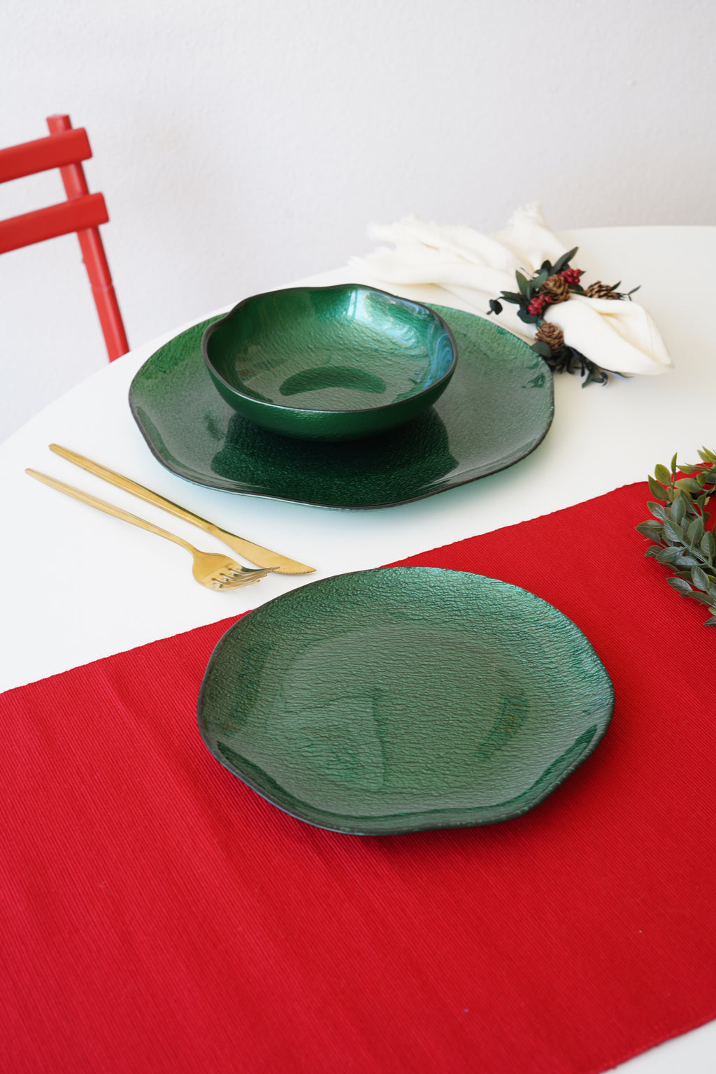 yeşil 4 kişilik yemek takımı