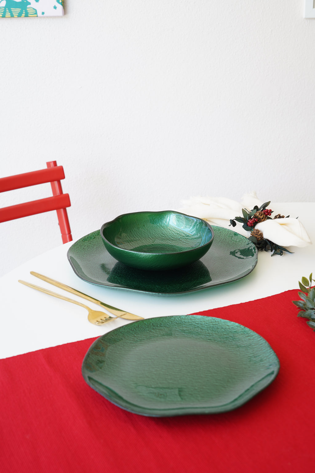 yeşil 4 kişilik yemek takımı