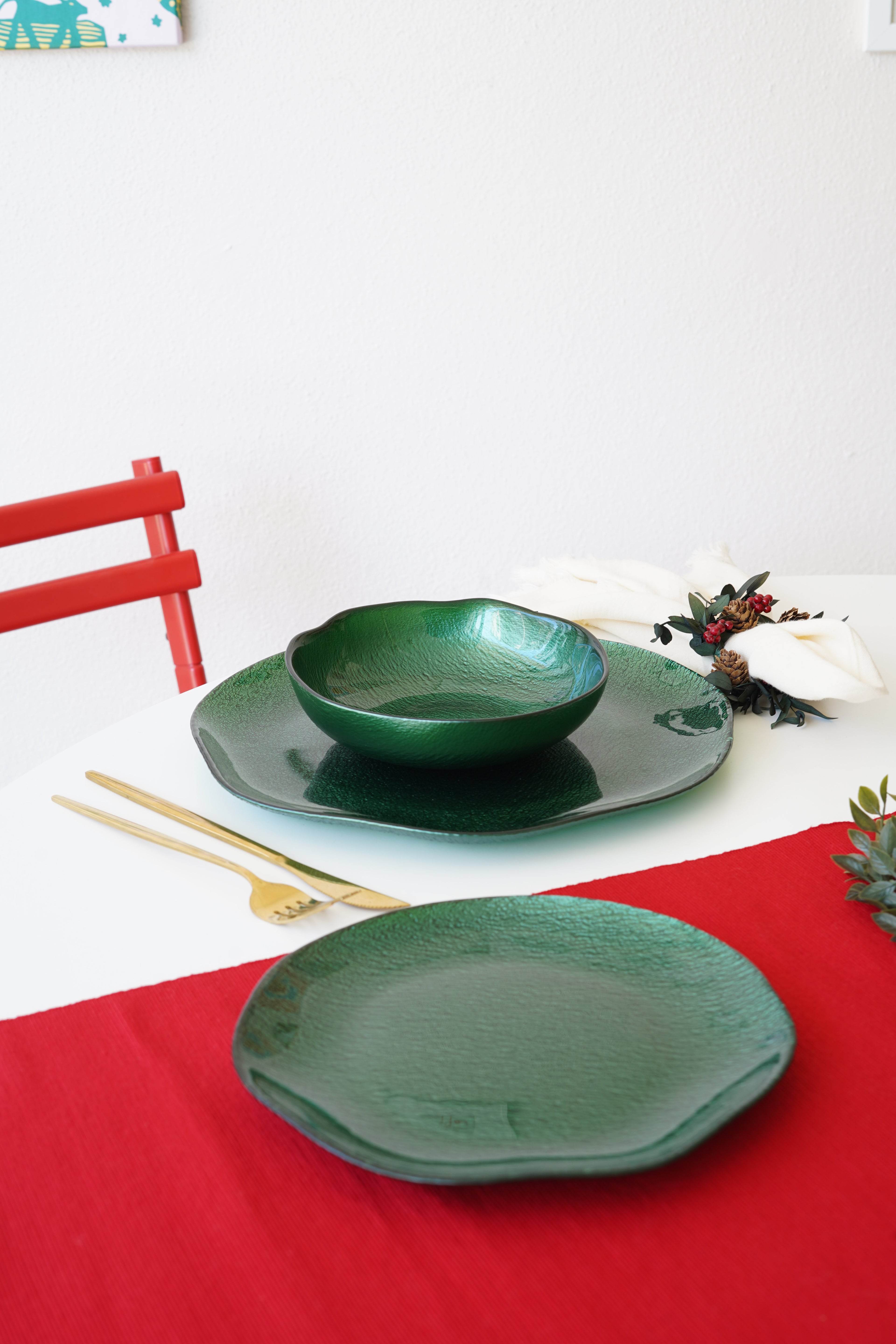 yeşil 4 kişilik yemek takımı