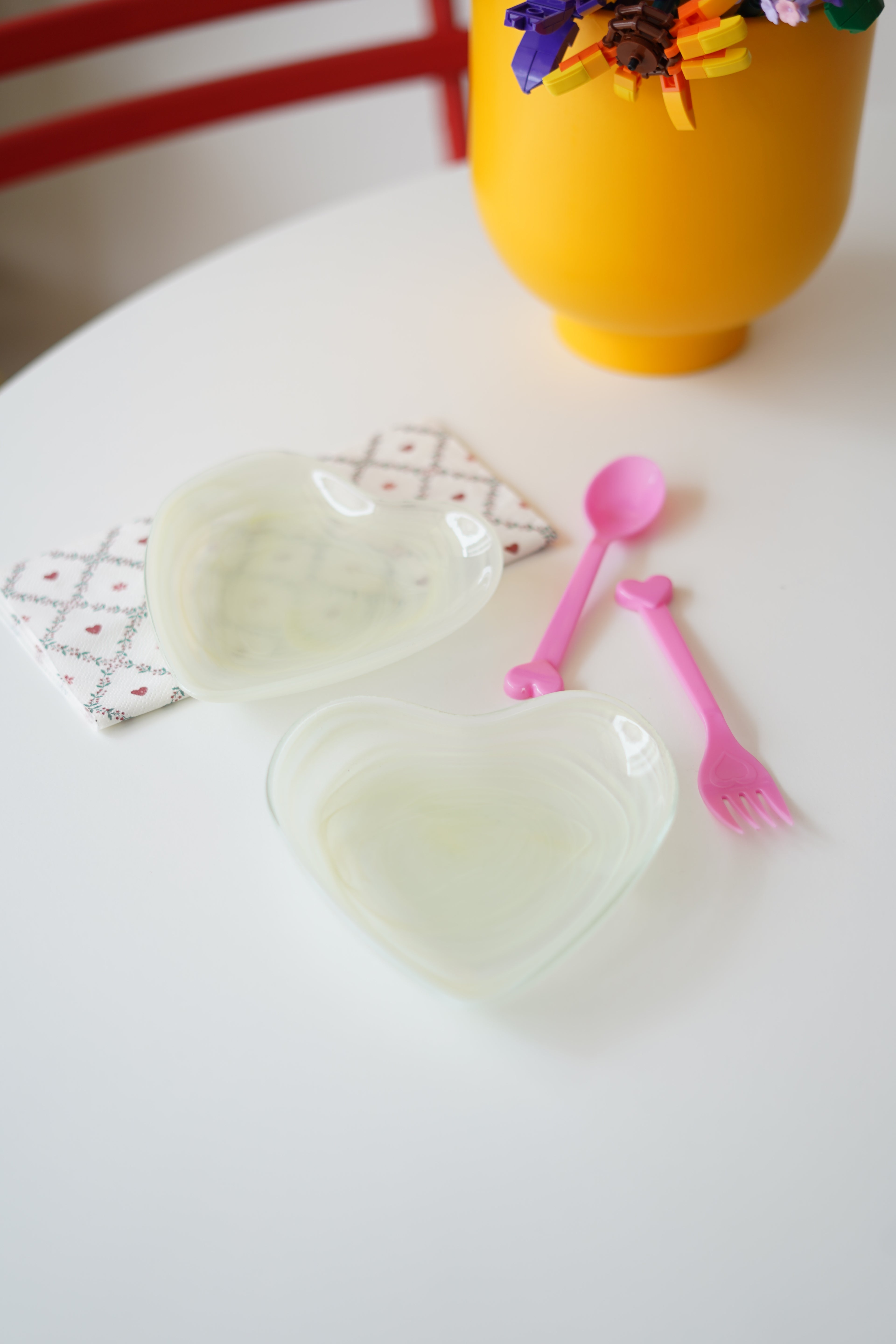 sarı kalpli mini tabak 2 adet