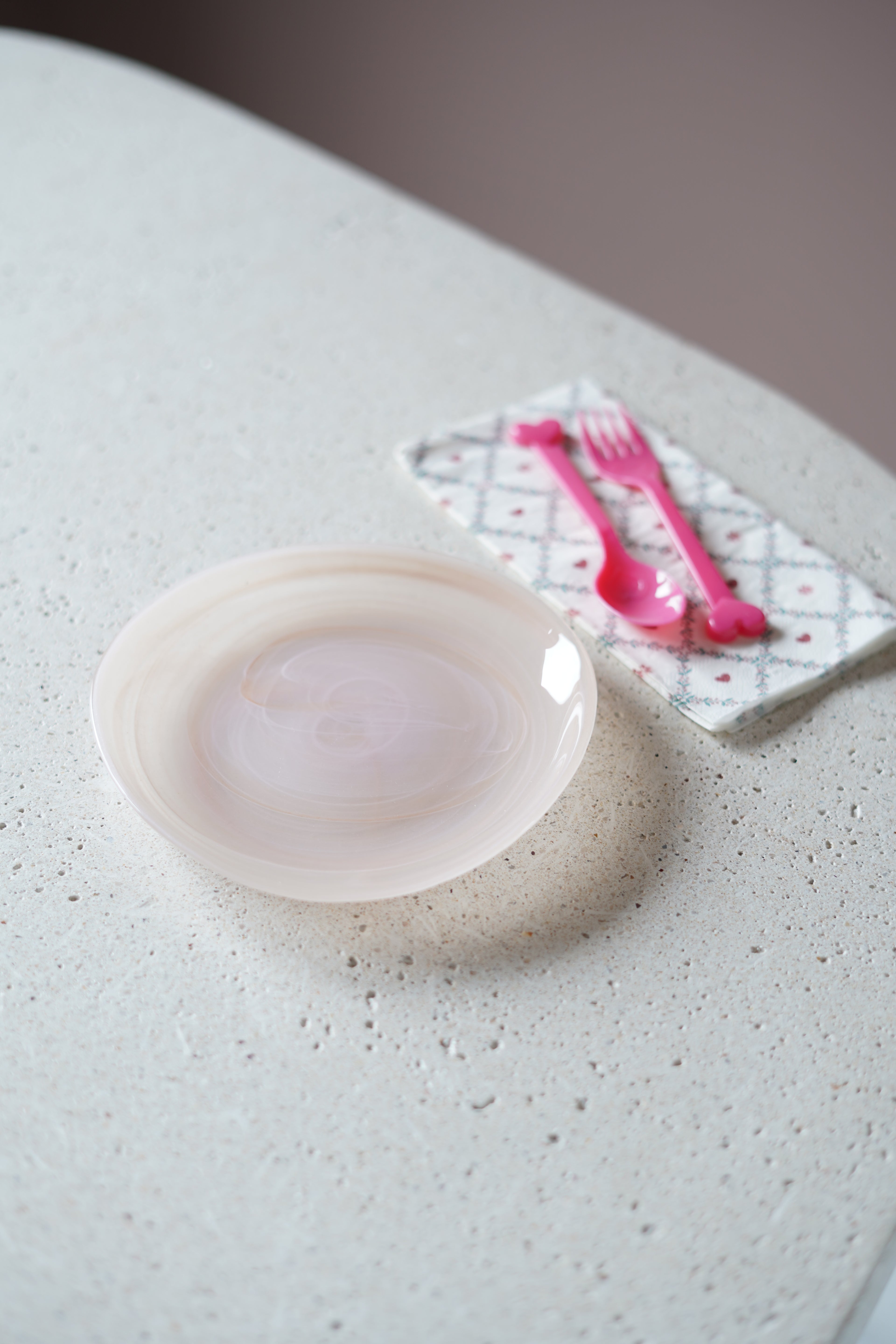 pembe kenarı kıvrık mini tatlı tabağı 6 adet