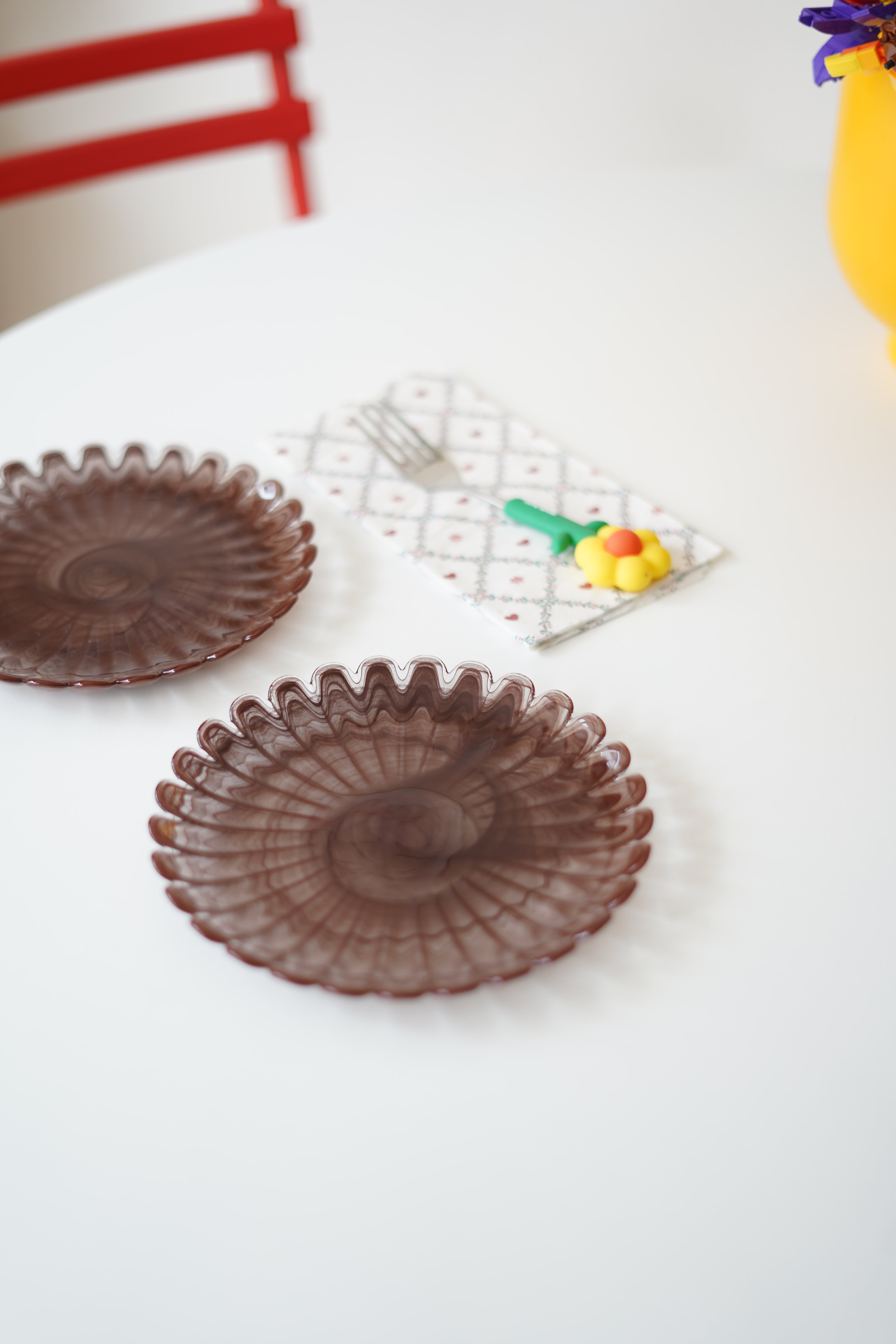 kahverengi papatya mini tatlı tabağı 6 adet