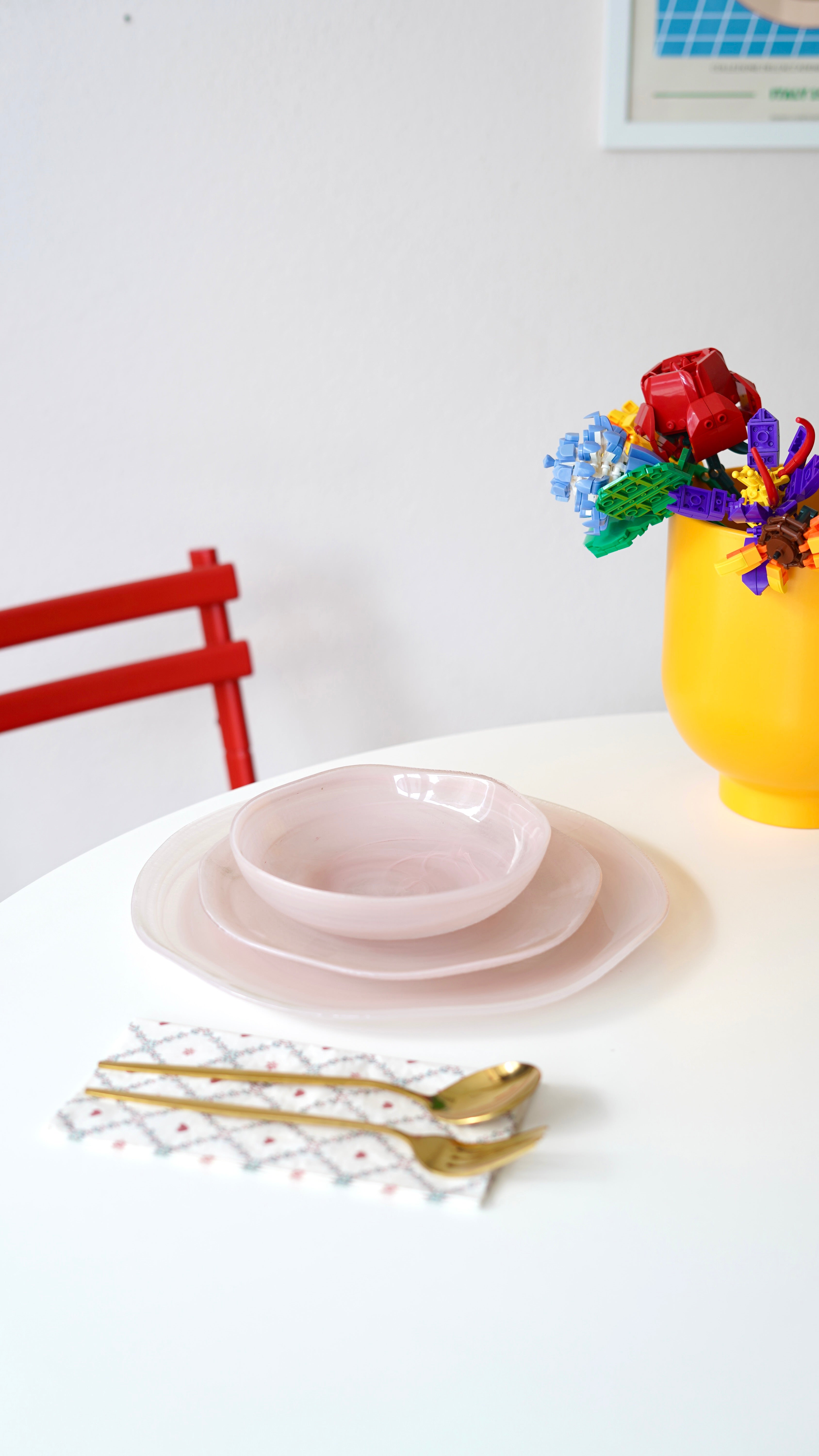 pembe yemek takımı 6 kişilik 18 parça