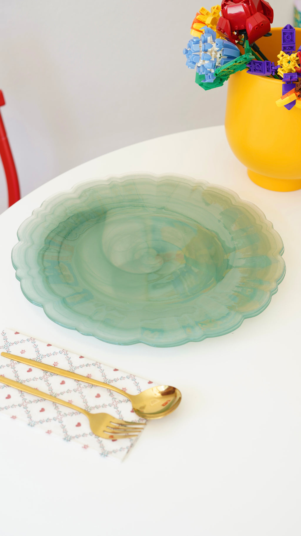 yeşil papatya tabak 33 cm 6 adet