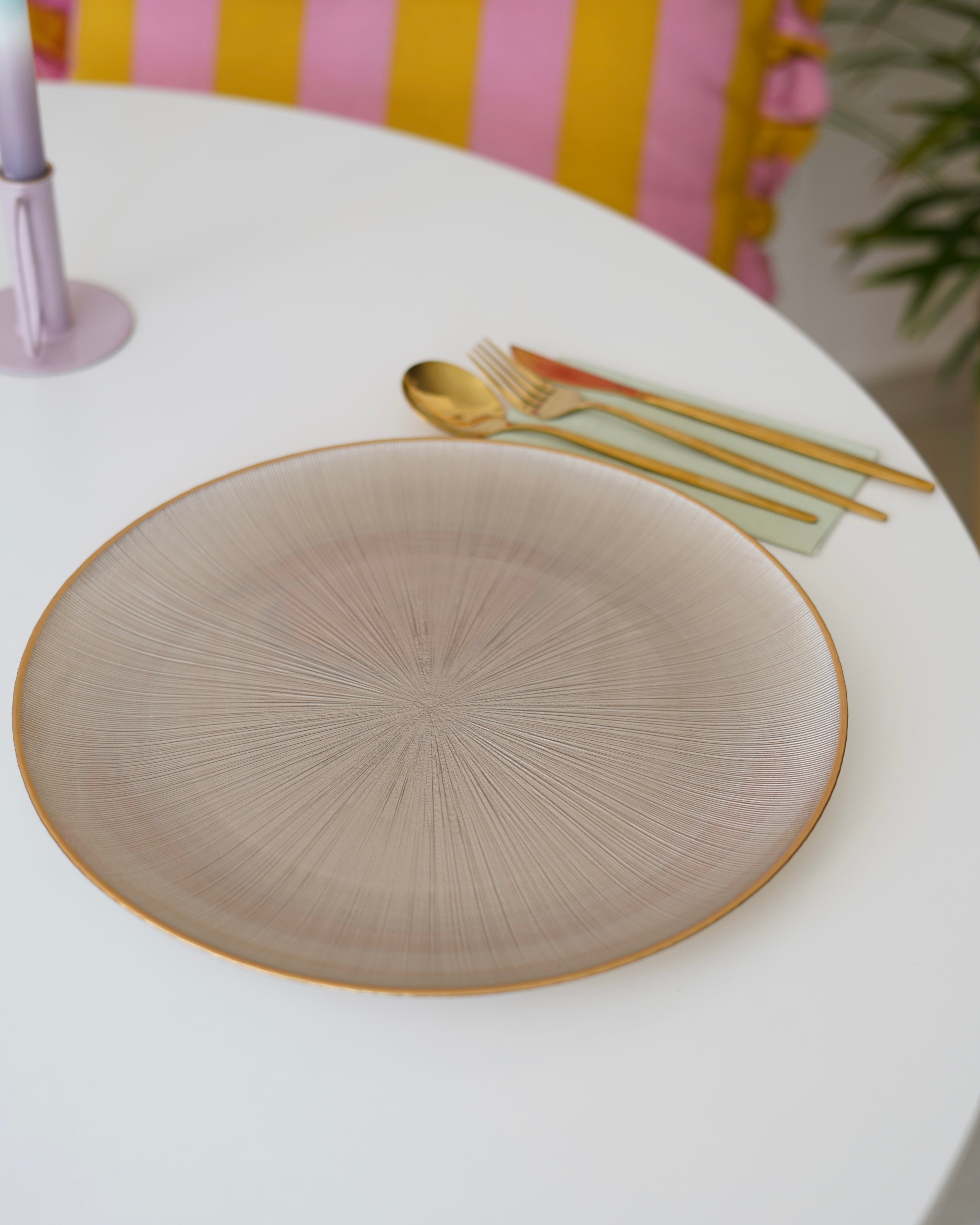 çizgili kahverengi 33 cm supla tabak 6 adet