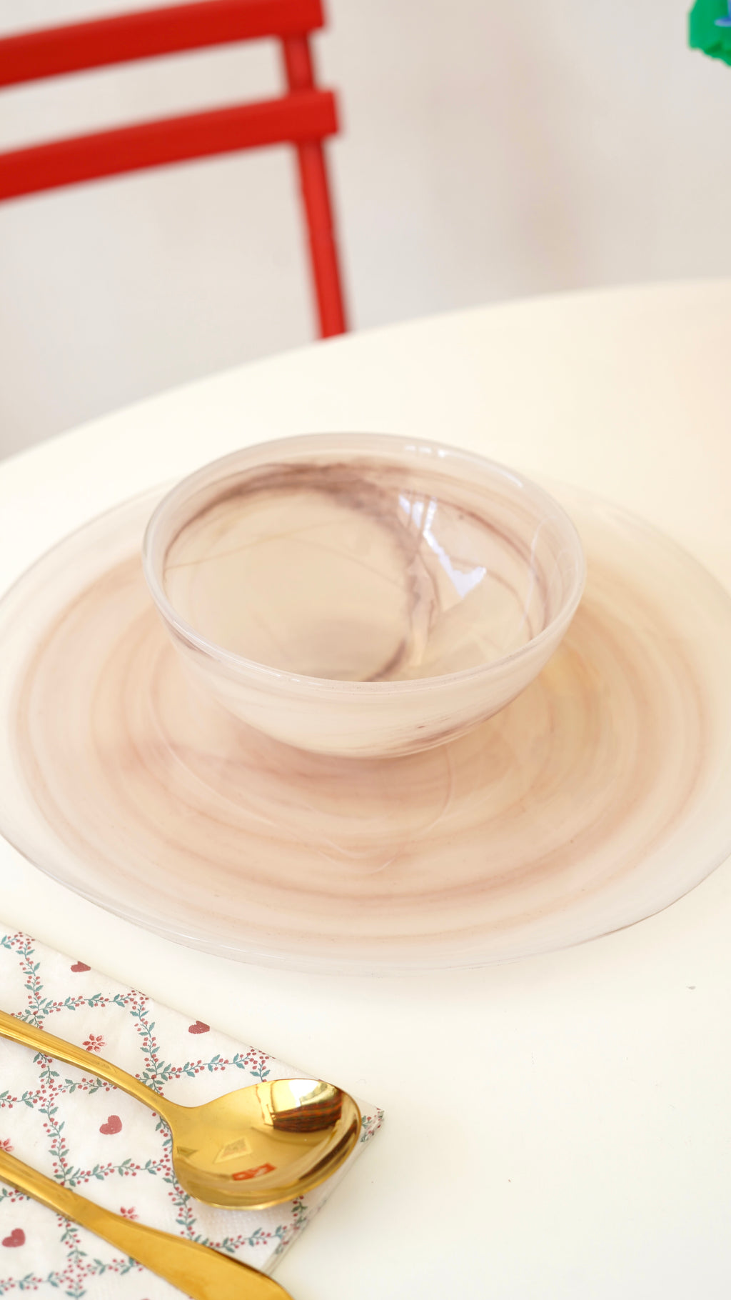 krem desenli yemek takımı 3 kişilik