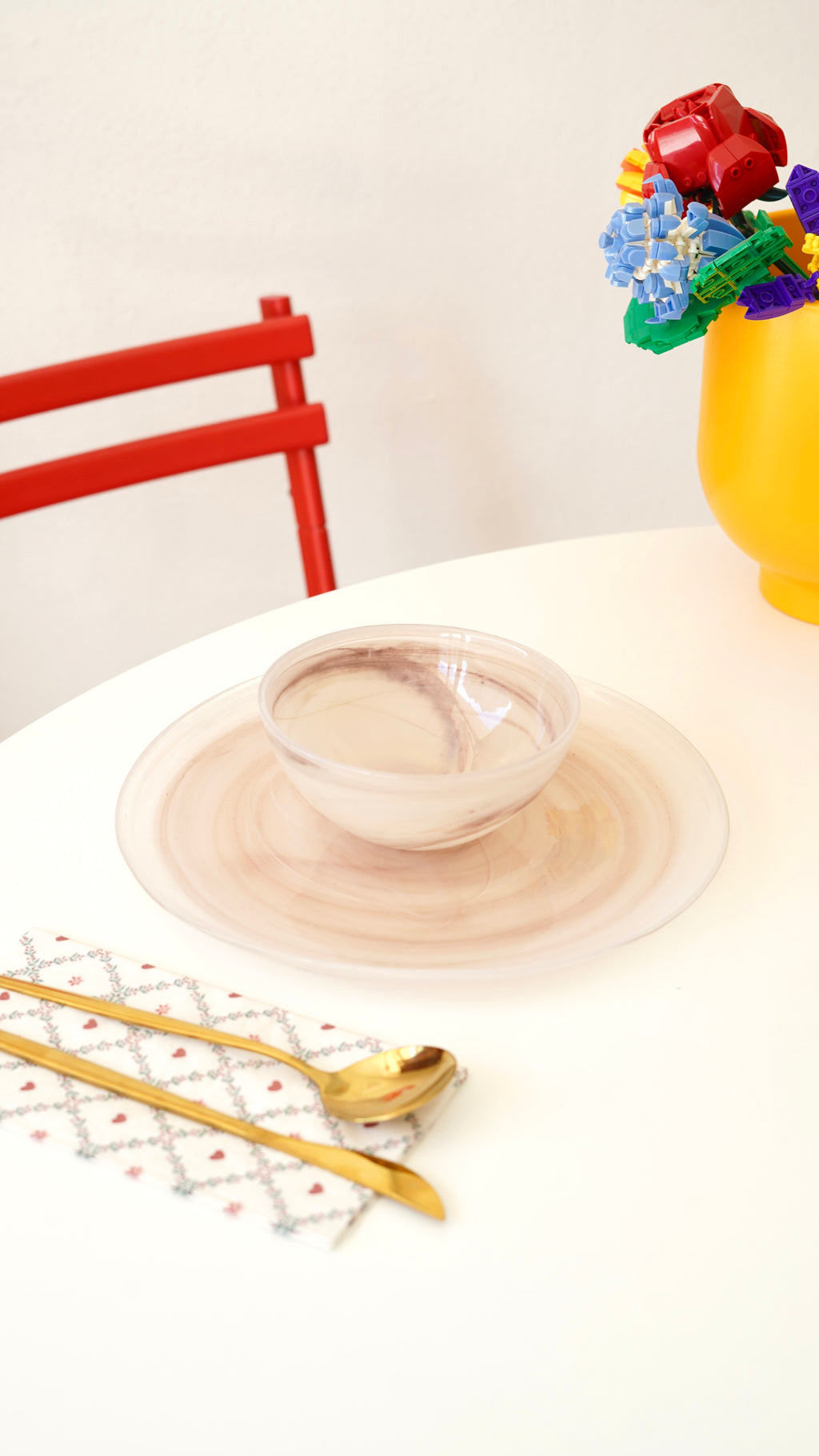 krem desenli yemek takımı 3 kişilik