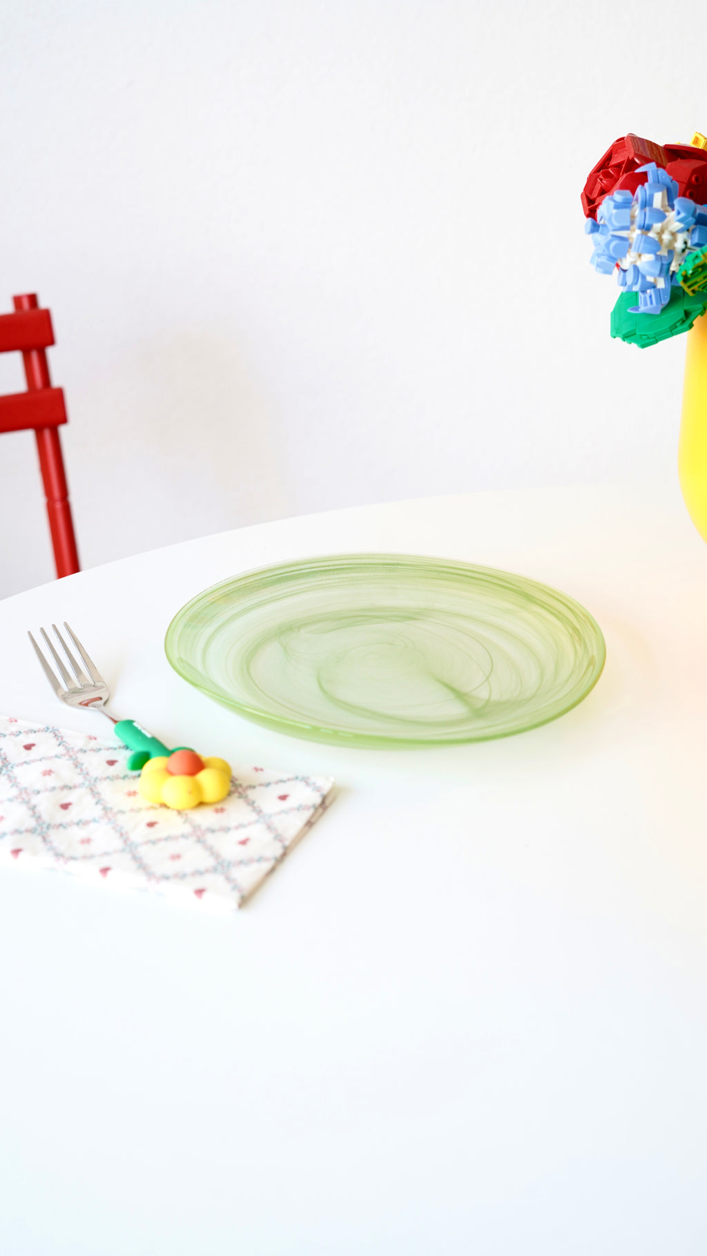 yeşil kenarı kıvrık pasta tabağı 4 kişilik