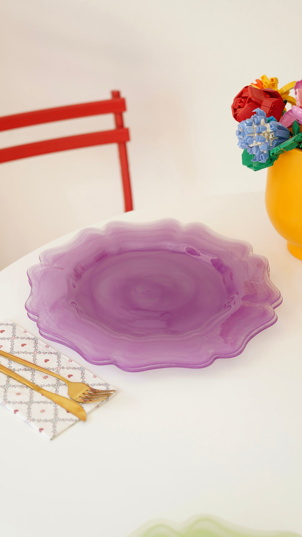 mor çiçek tabak 33 cm 6 kişilik