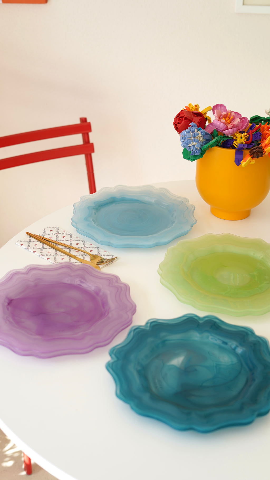 4 renk çiçek servis tabağı 28 cm tabak 4 kişilik