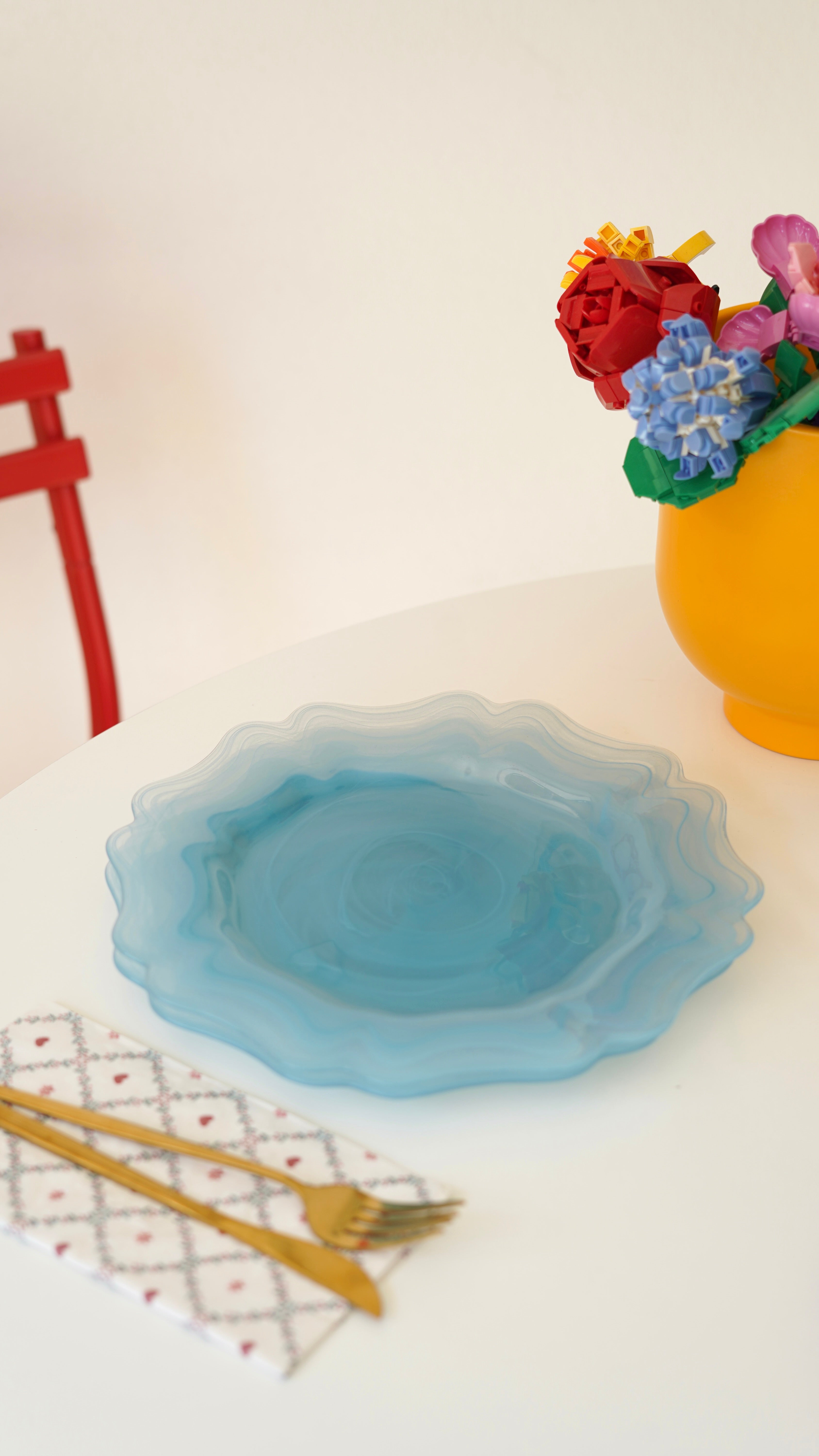 mavi çiçek 28 cm tabak 6 kişilik