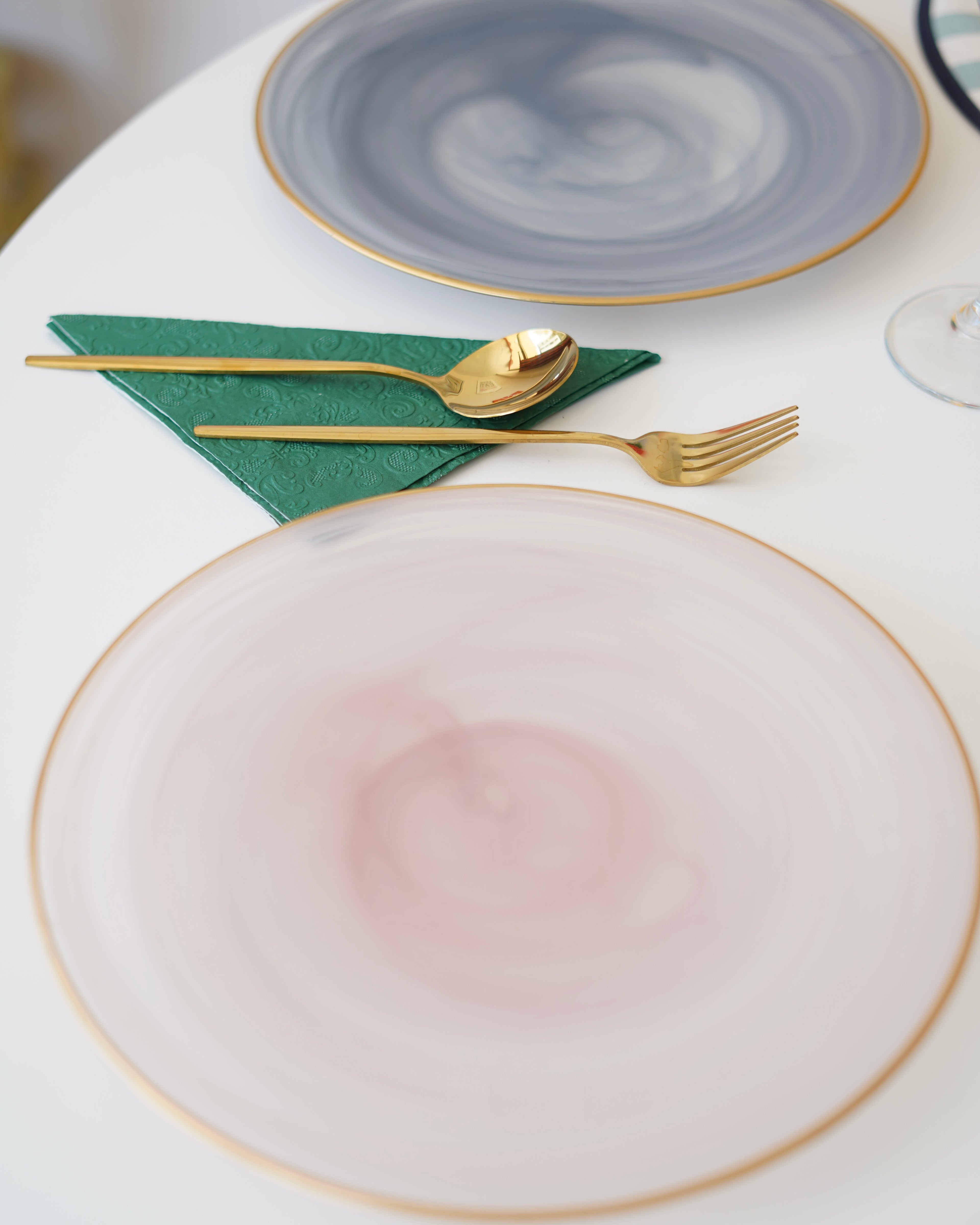 gold detaylı pembe gri 2li 28cm tabak
