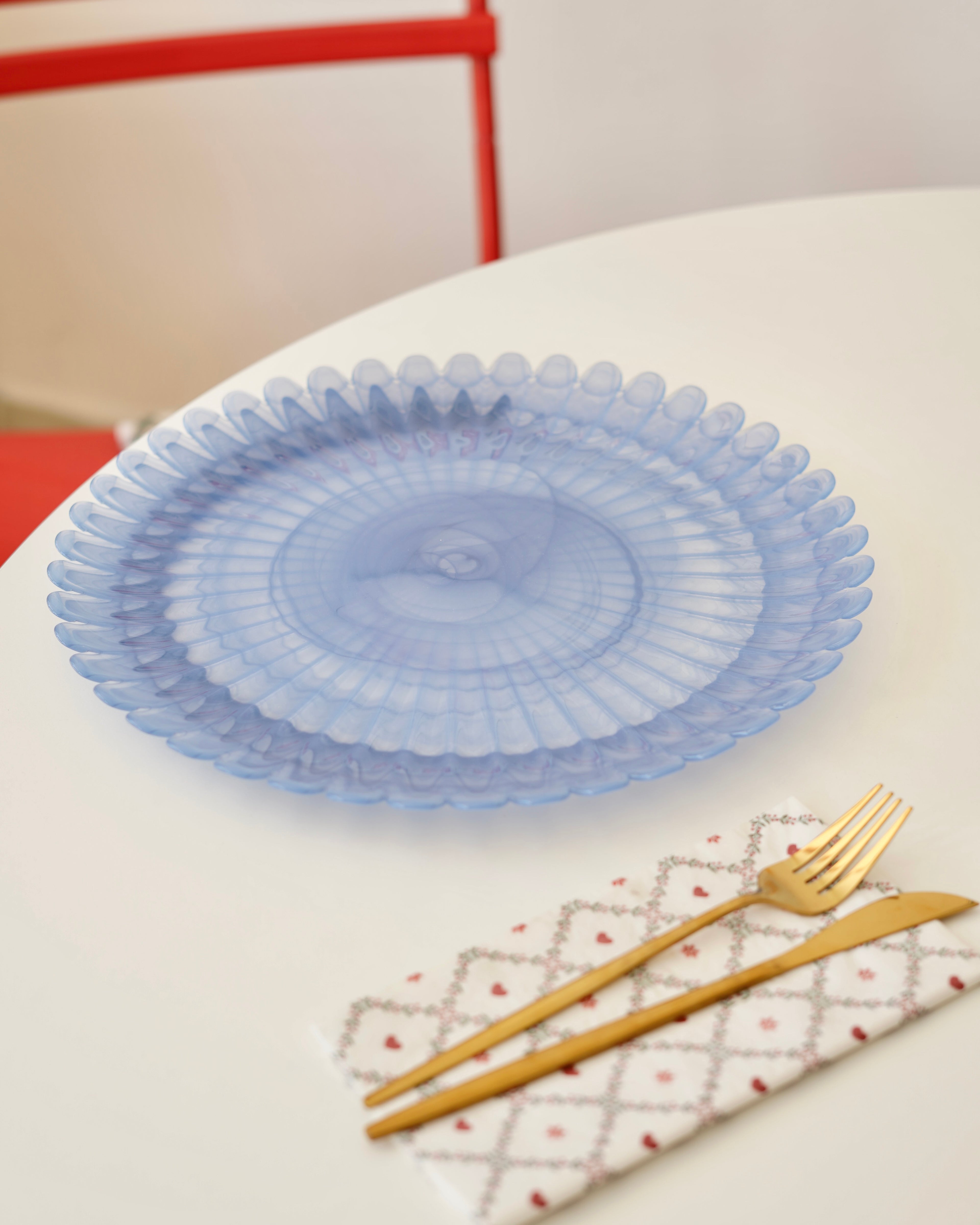 mavi tırtıklı 33 cm tabak 6 kişilik