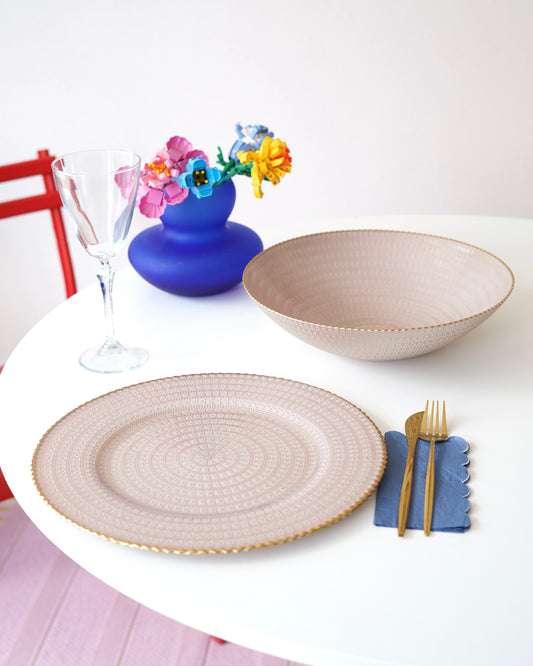 pembe 8 kişilik yemek takımı