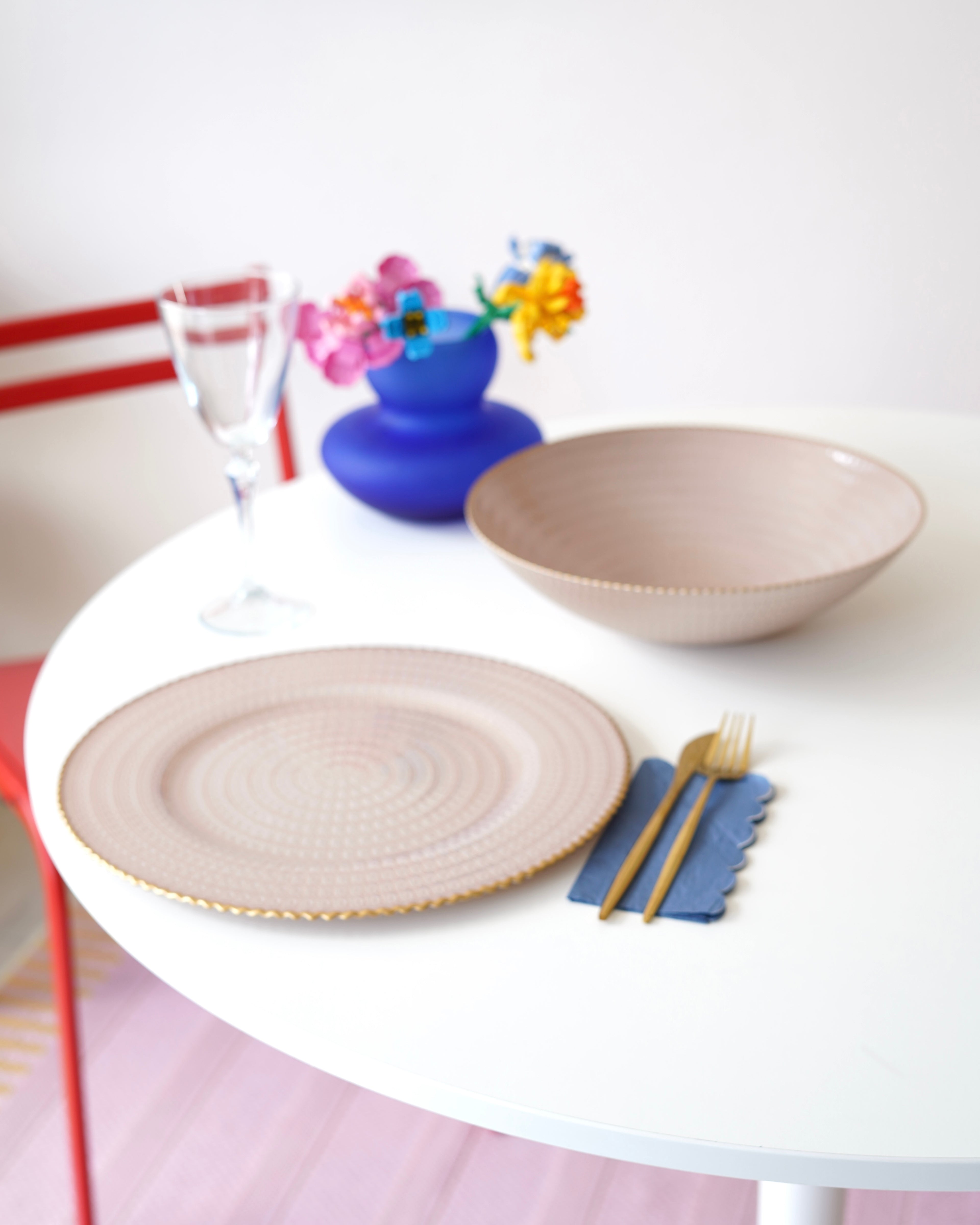 pembe 8 kişilik yemek takımı