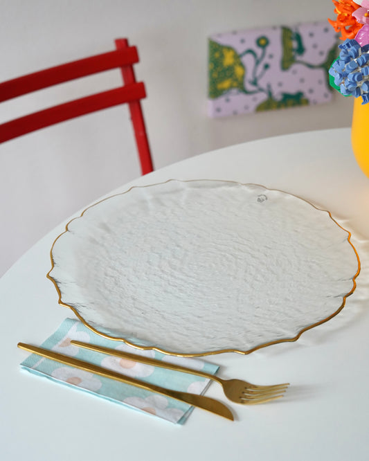 şeffaf kenarları gold 33 cm tabak 4 kişilik