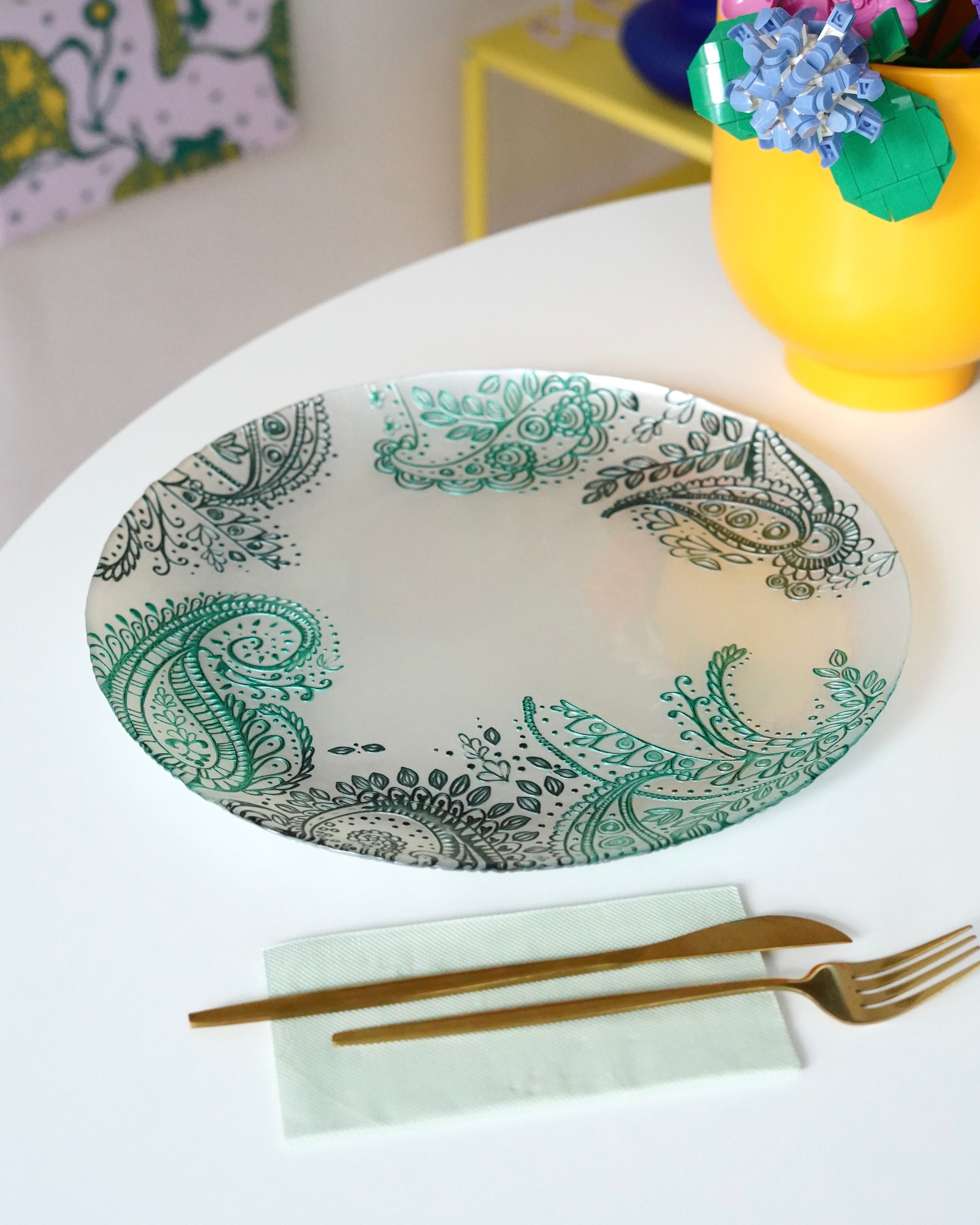 yeşil detaylı supla 33 cm 4 kişilik