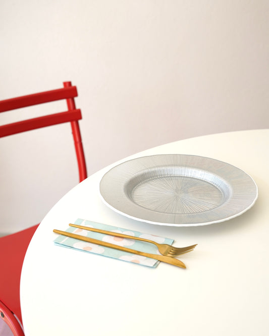 gri beyaz kenarlı 28 cm tabak 6 kişilik