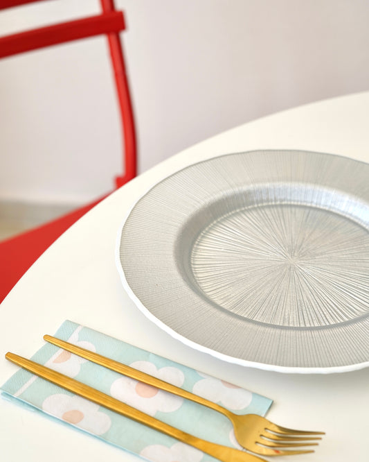 gri beyaz kenarlı 28 cm tabak 6 kişilik