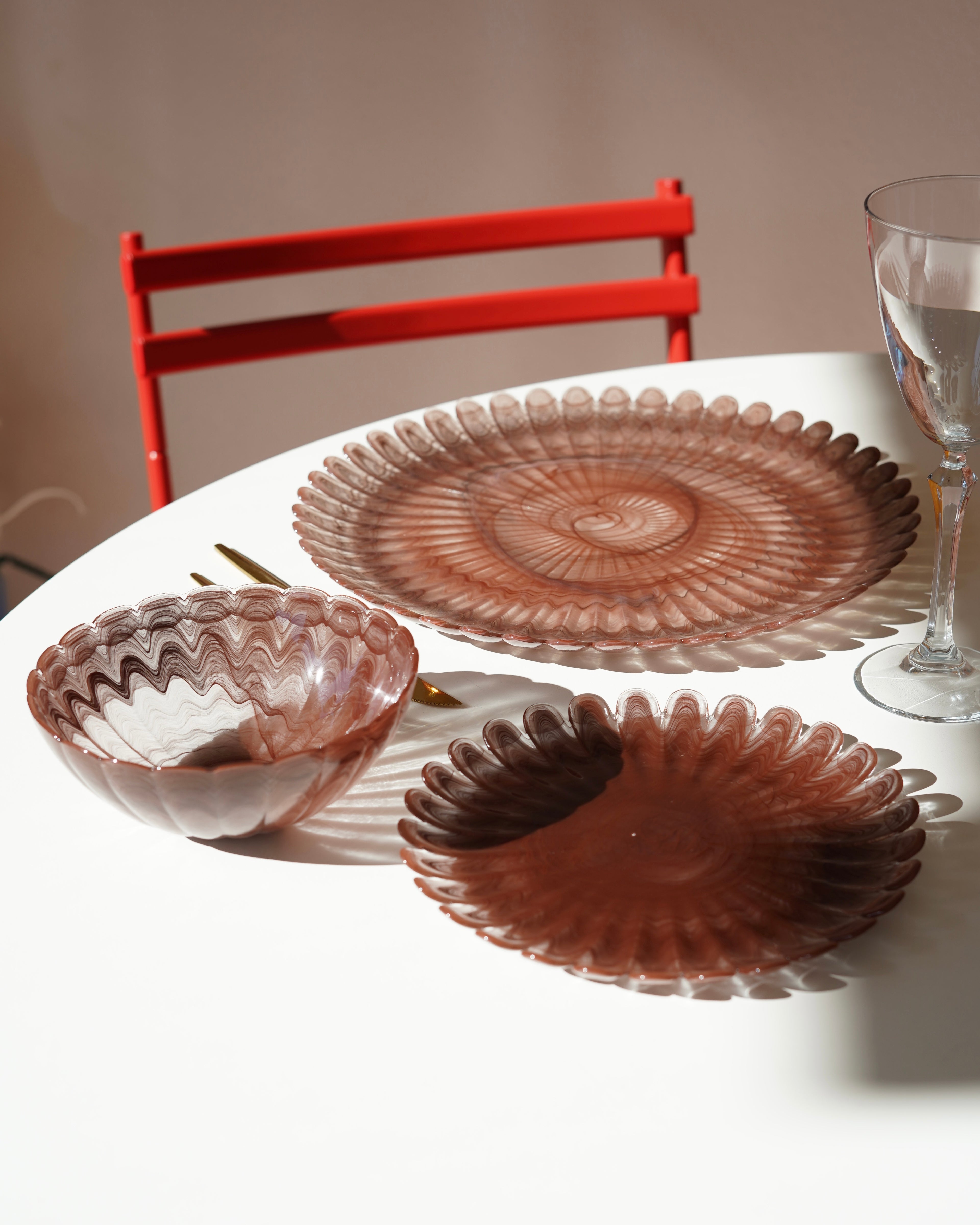 kahverengi tırtıklı 6 kişilik takım 18 parça