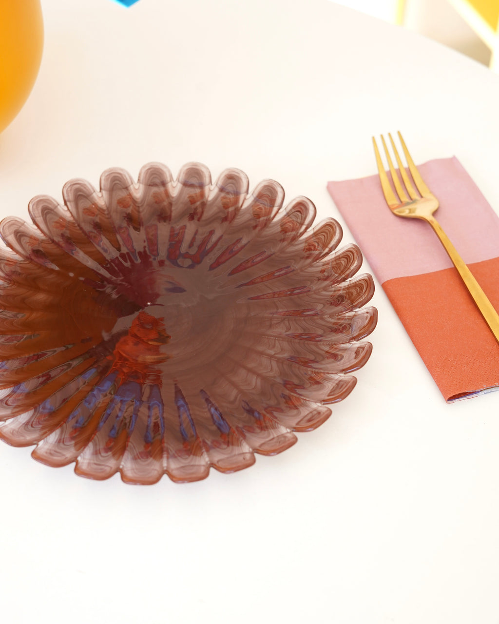 kahverengi tırtıklı pasta tabağı 6 adet