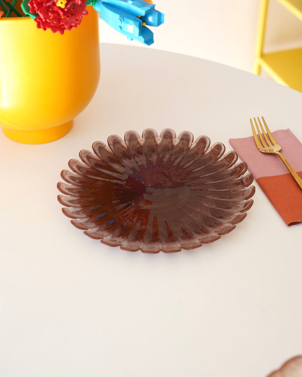 kahverengi tırtıklı pasta tabağı 6 adet