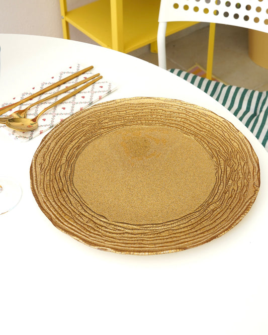 kabartma detaylı gold 33 cm tabak 4 adet
