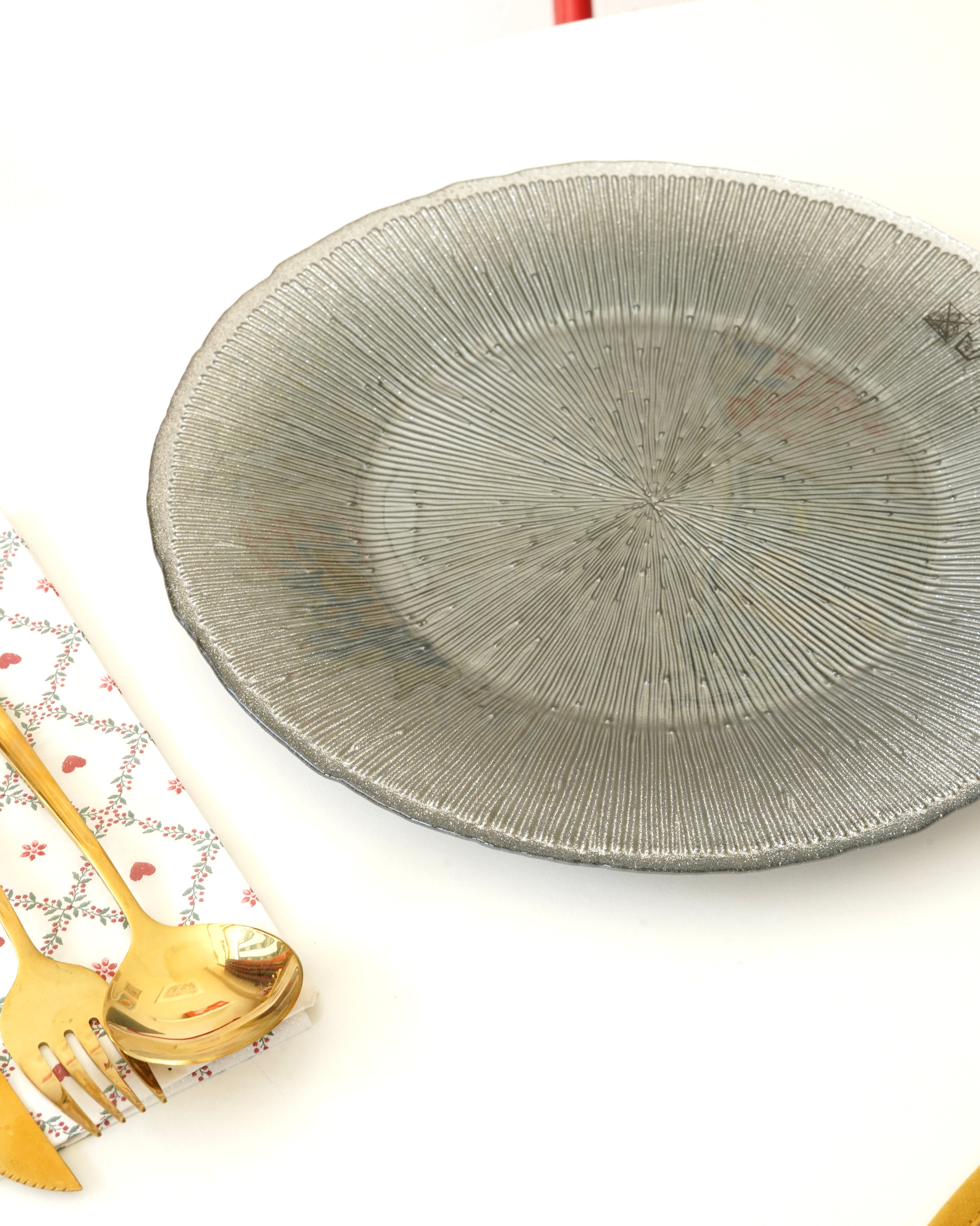 yeşil gri çizgili 28 cm tabak 5 kişilik