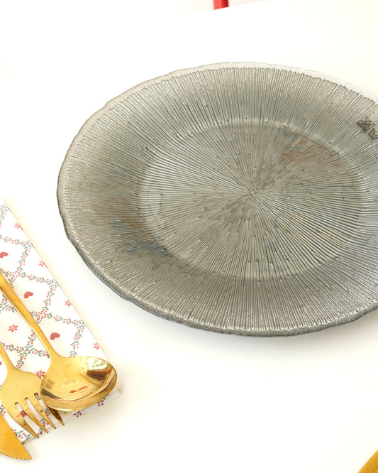 yeşil gri çizgili 28 cm tabak 5 kişilik