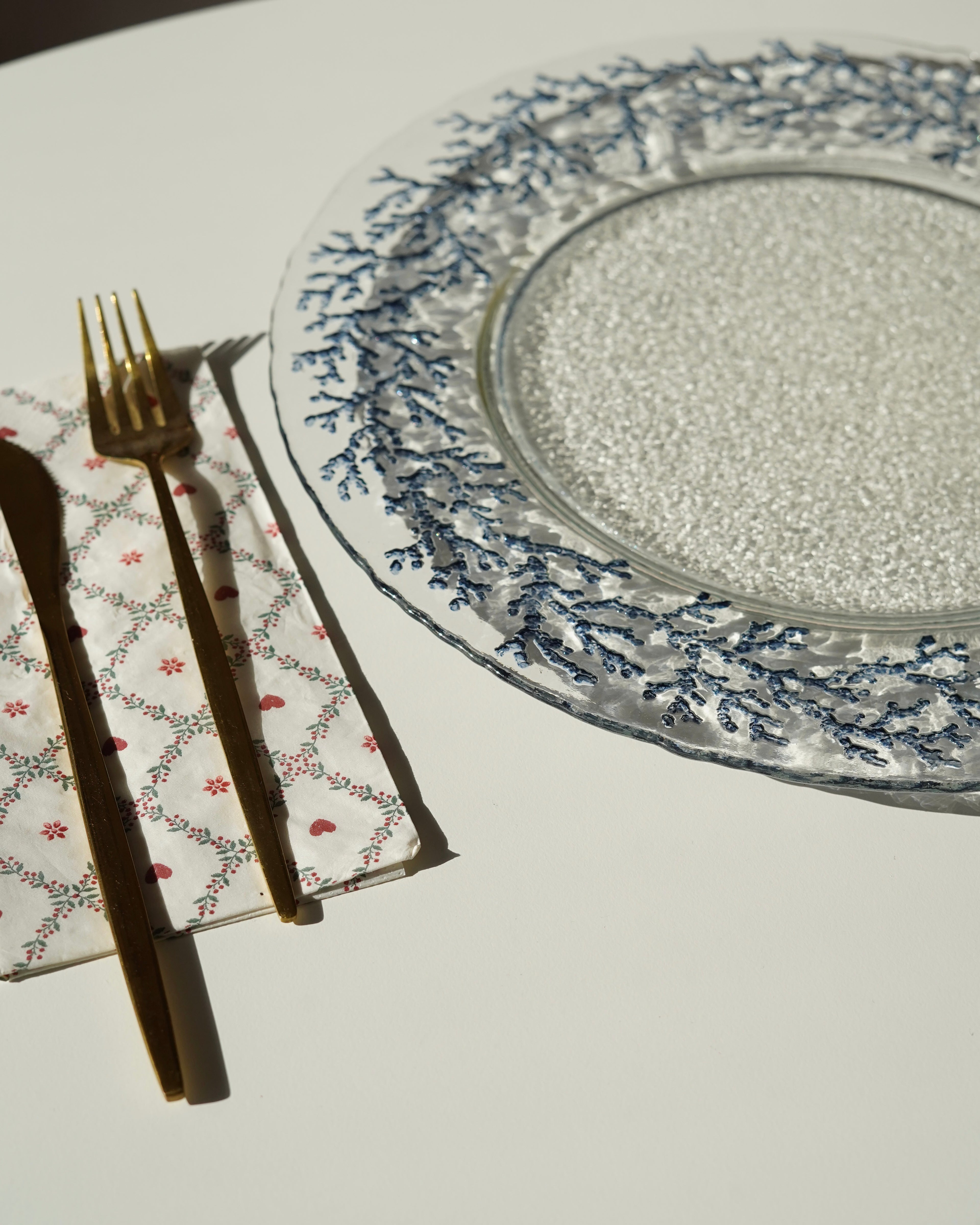 mavi yosun detaylı 33 cm tabak 7 kişilik