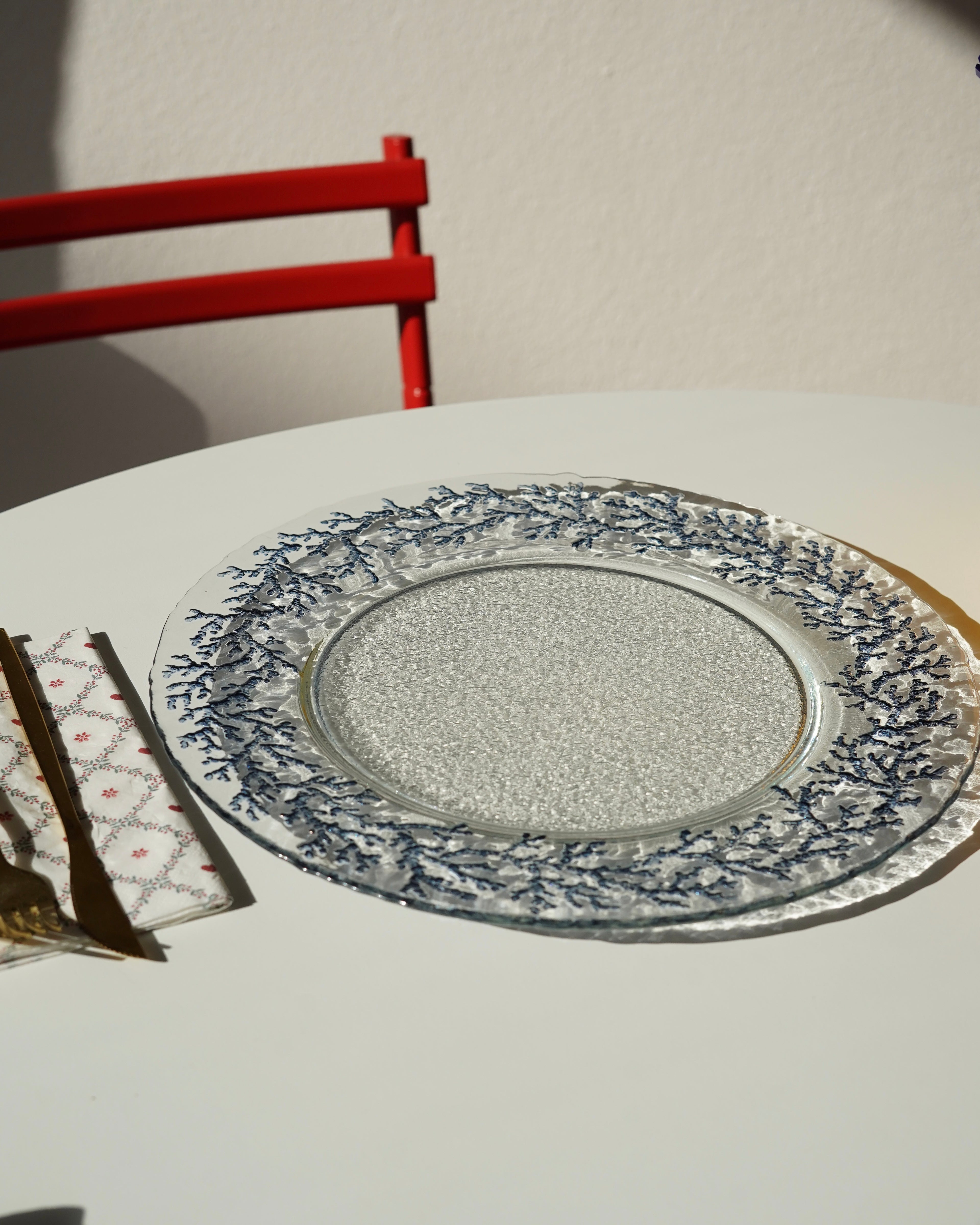 mavi yosun detaylı 33 cm tabak 7 kişilik