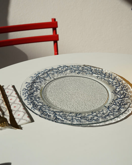 mavi yosun detaylı 33 cm tabak 7 kişilik