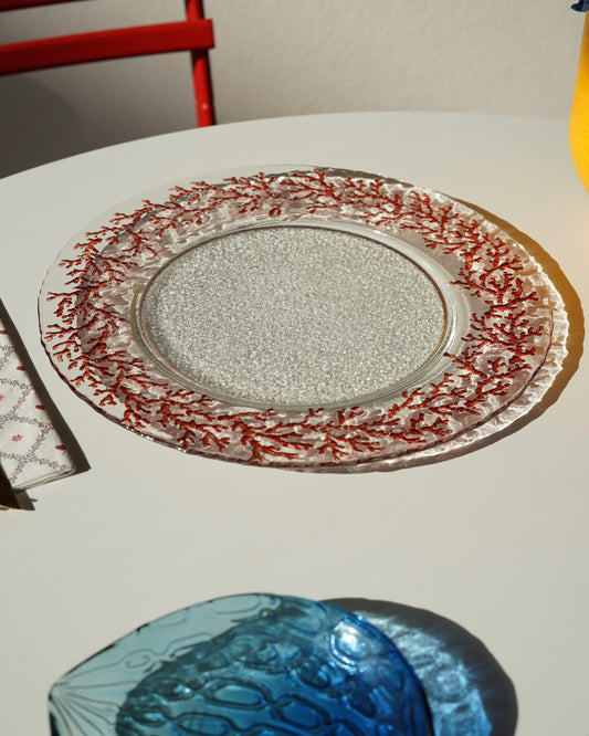 kırmızı yosun detaylı 33 cm tabak 6 kişilik