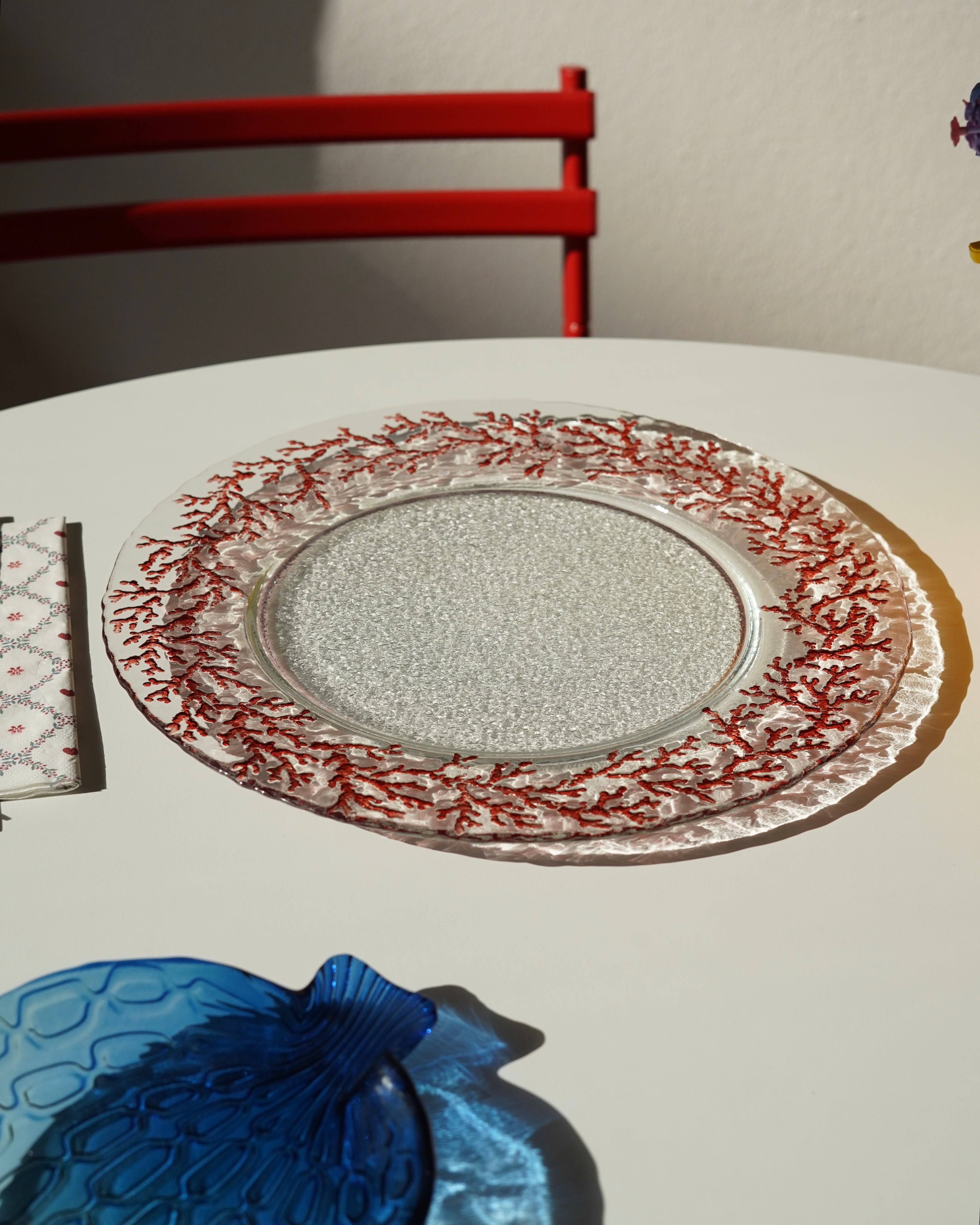 kırmızı yosun detaylı 33 cm tabak 6 kişilik