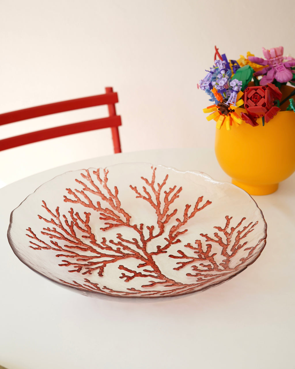 kırmızı yosun desenli meyvelik 40 cm